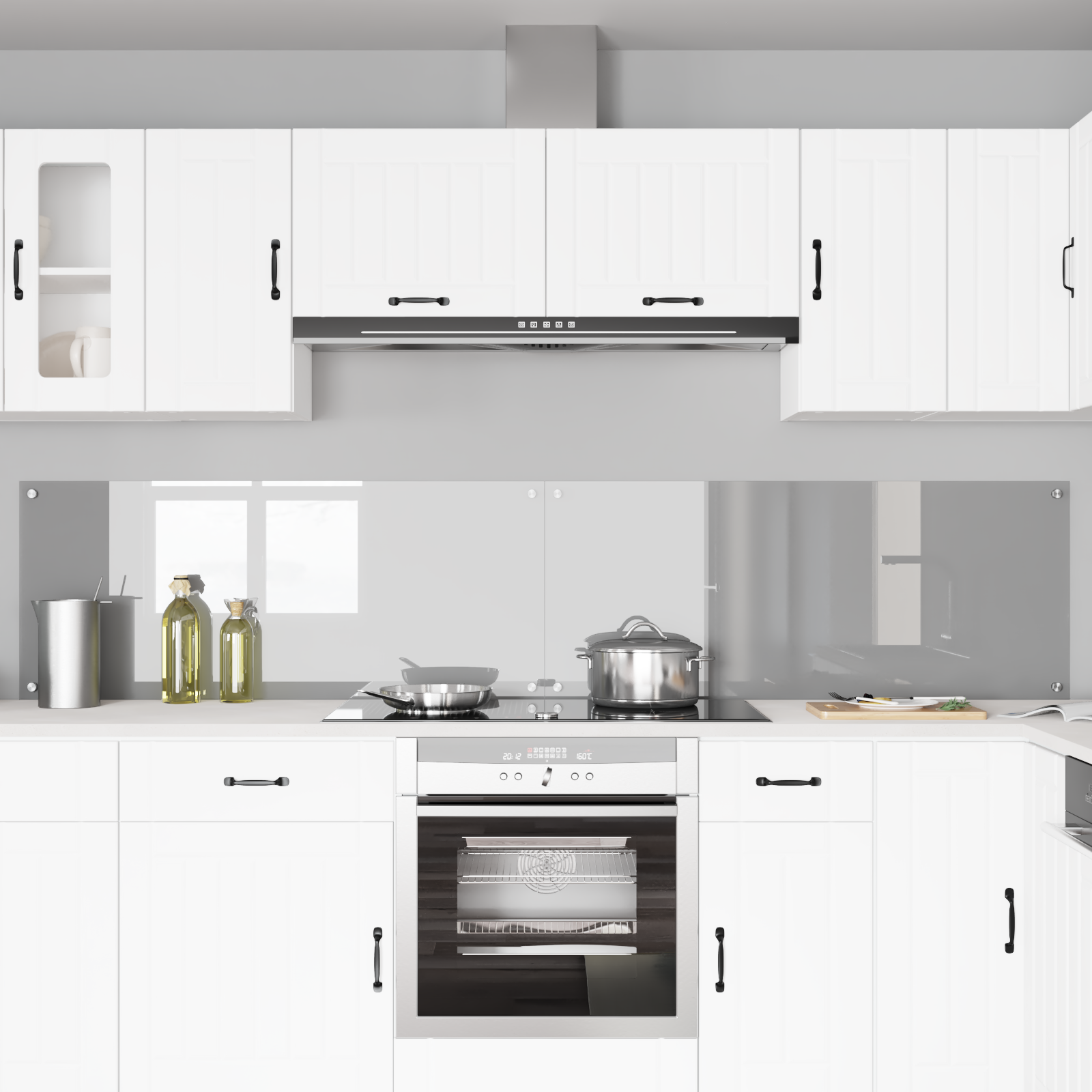 Konyhai hátfal 2 pcs világosszürke 120 x 50 cm edzett üveg