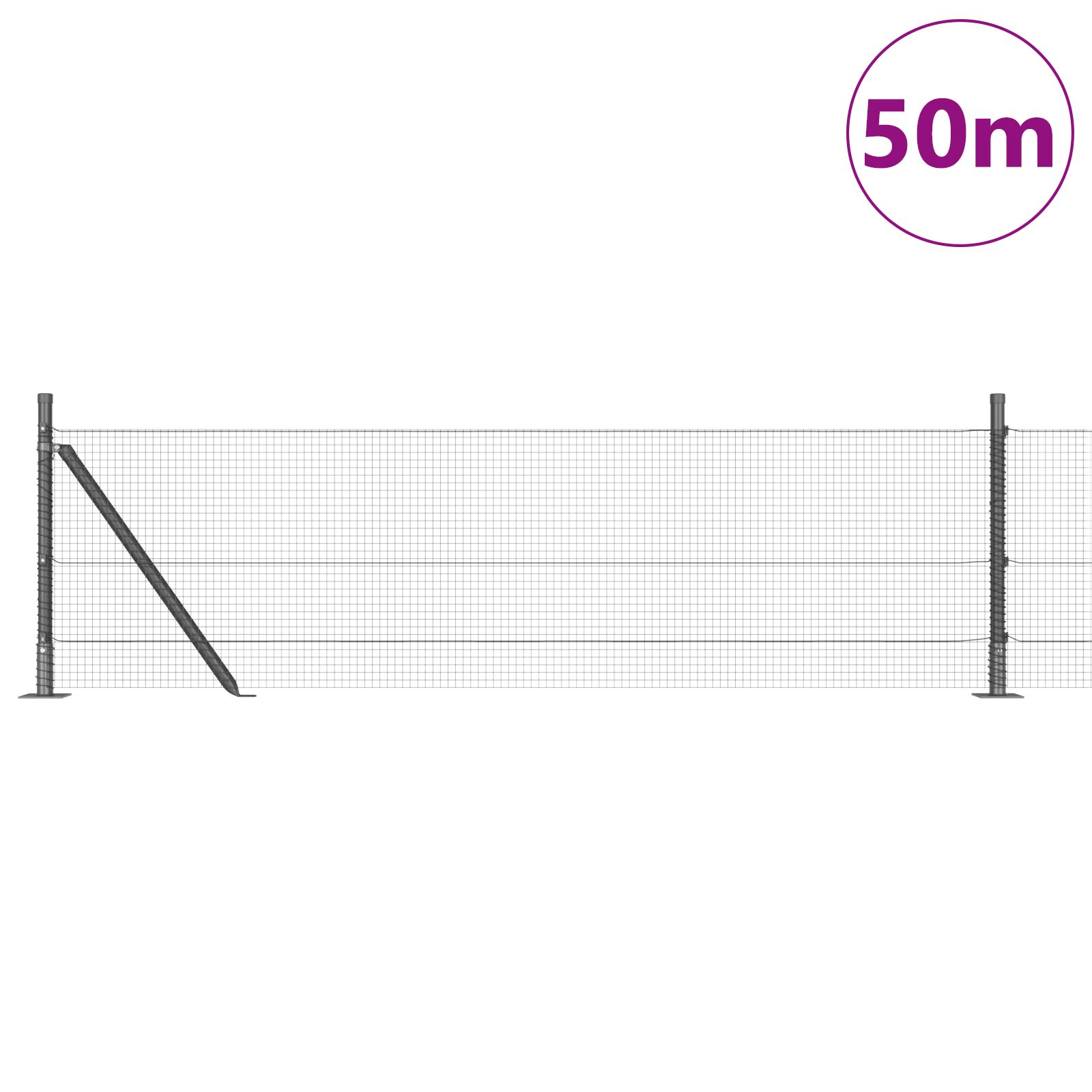 Horganyzott drótkerítés 13 flancos oszloppal 0.4x50 m