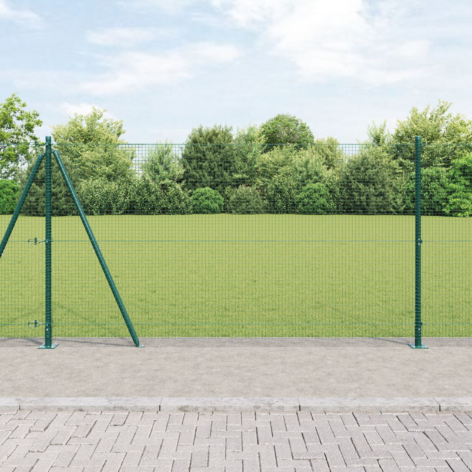Hegesztett drótkerítés 13 flangált poszttal zöld 1,2x50 m acél Hegesztett drótkerítés 13 flangált poszttal zöld 1,2x50 m acél
