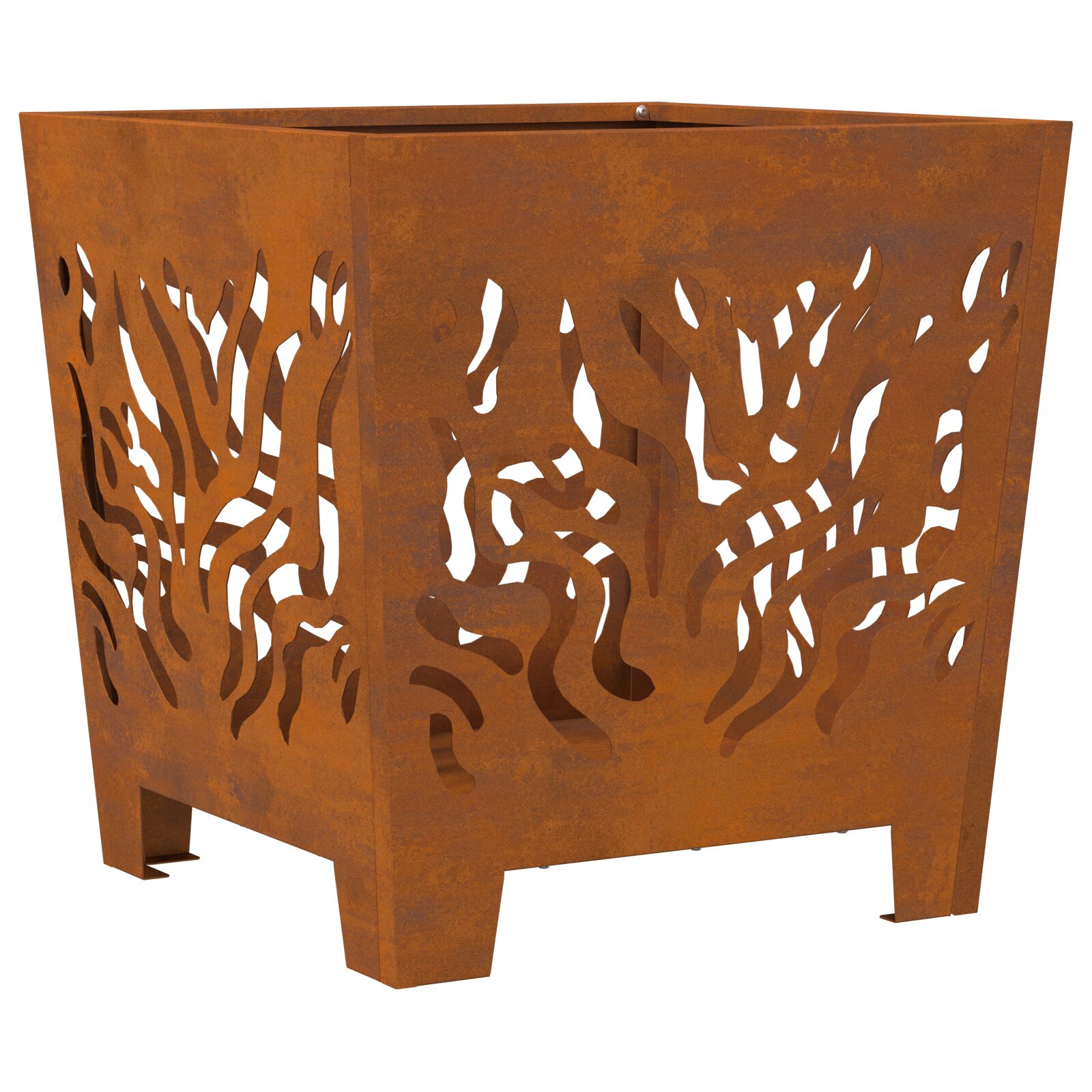 Tűzrakó hely négyzetes 40x40x40 cm időjárásálló acél