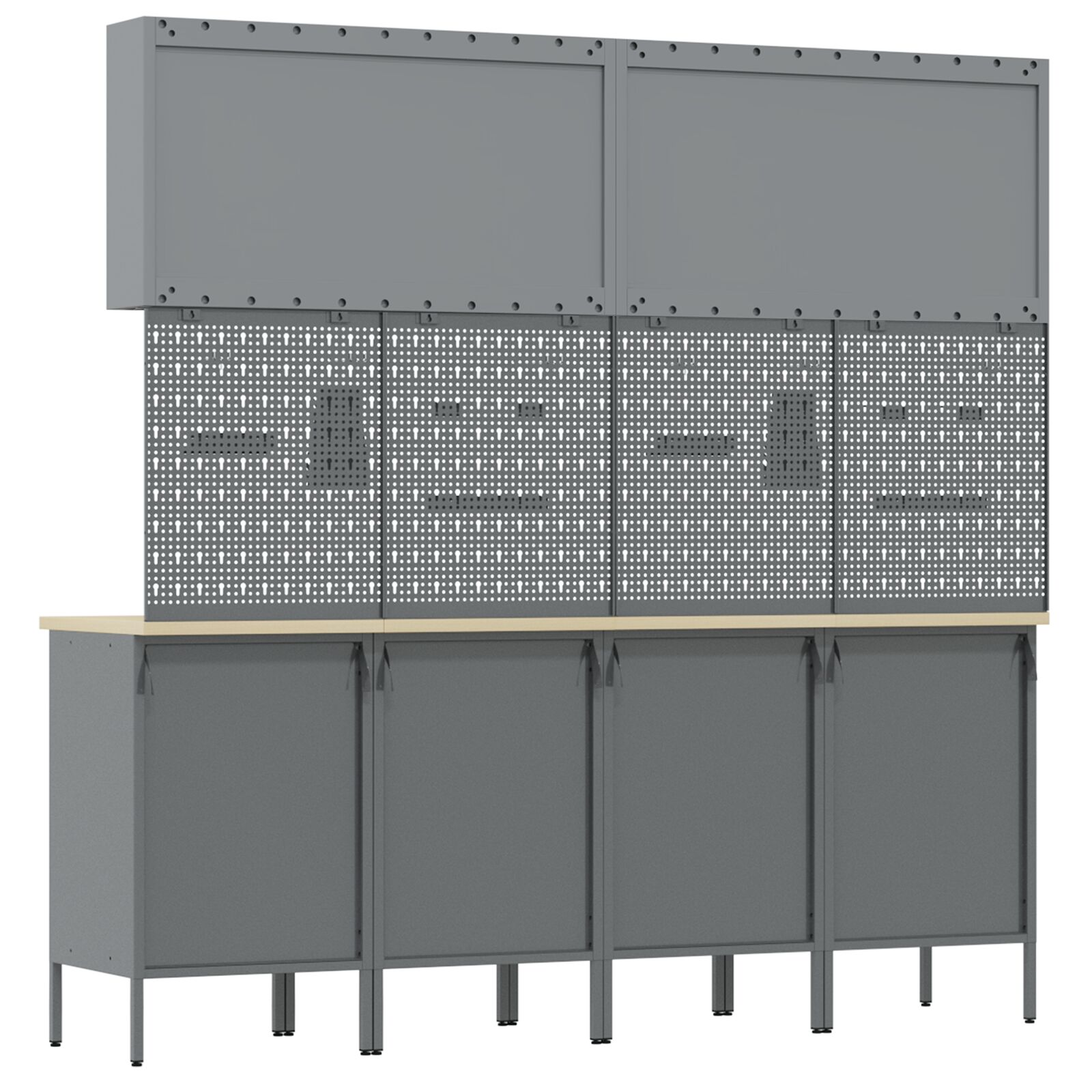 10 részes fekete mdf és fém munkaszekrény és pegboard szett