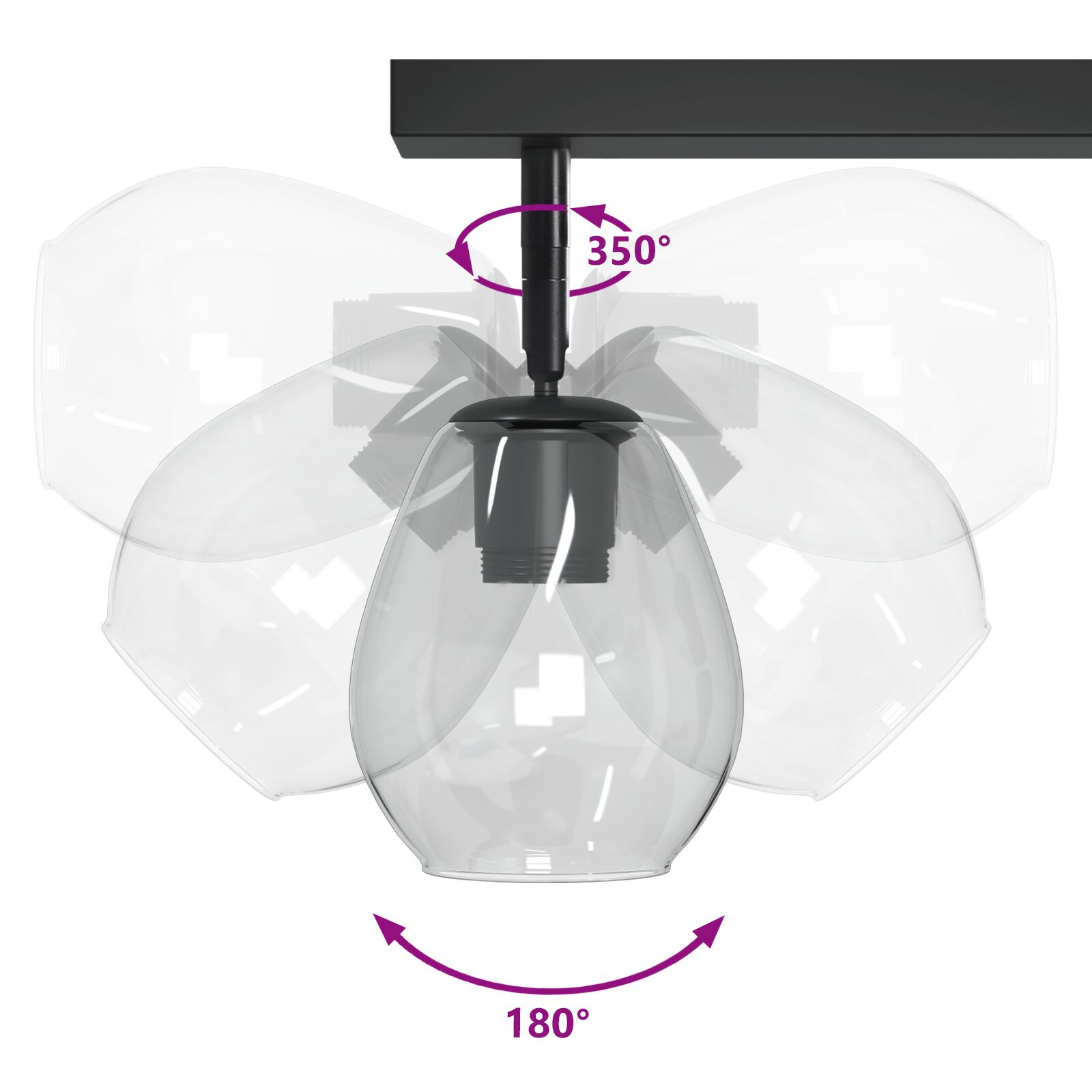 Mennyezeti világítás állítható üveg lámpabúrával antracit e27