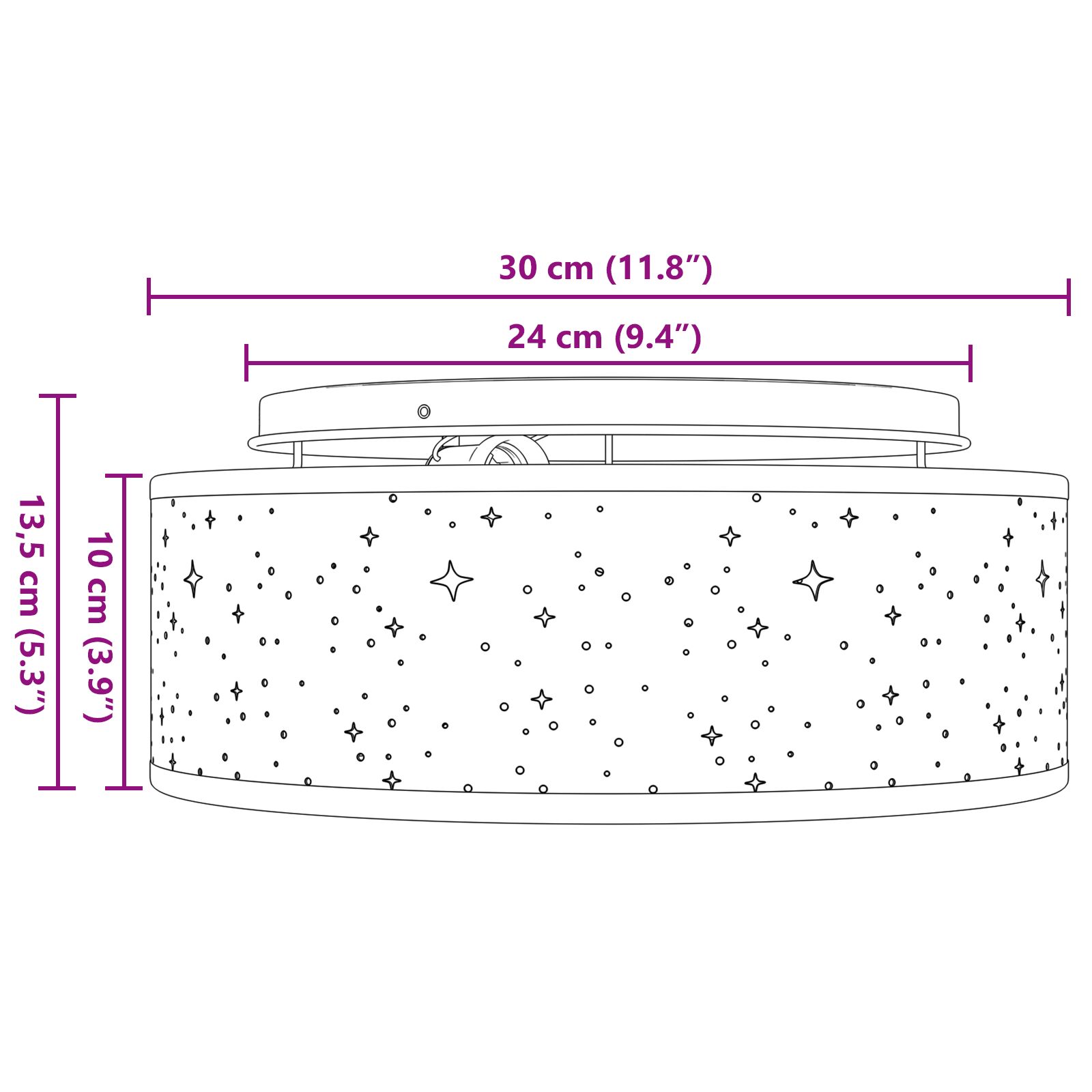 Mennyezeti lámpák csillagos lámpaernyővel szürke ø 30 cm szövet e27