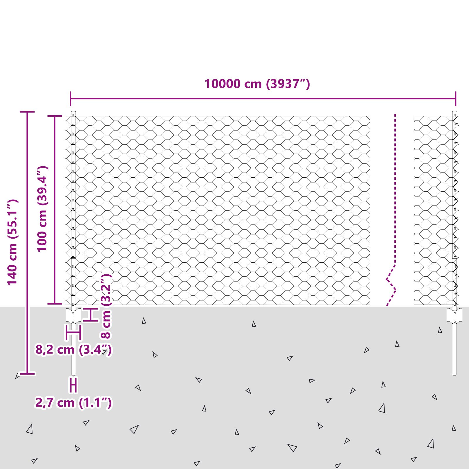 Kerítésoszlopok 22 db u-csatorna 100 cm horganyzott acél, hatszögletű kerítés 1x100 m horganyzott acél Kerítésoszlopok 22 db u-csatorna 100 cm horganyzott acél, hatszögletű kerítés 1x100 m horganyzott acél