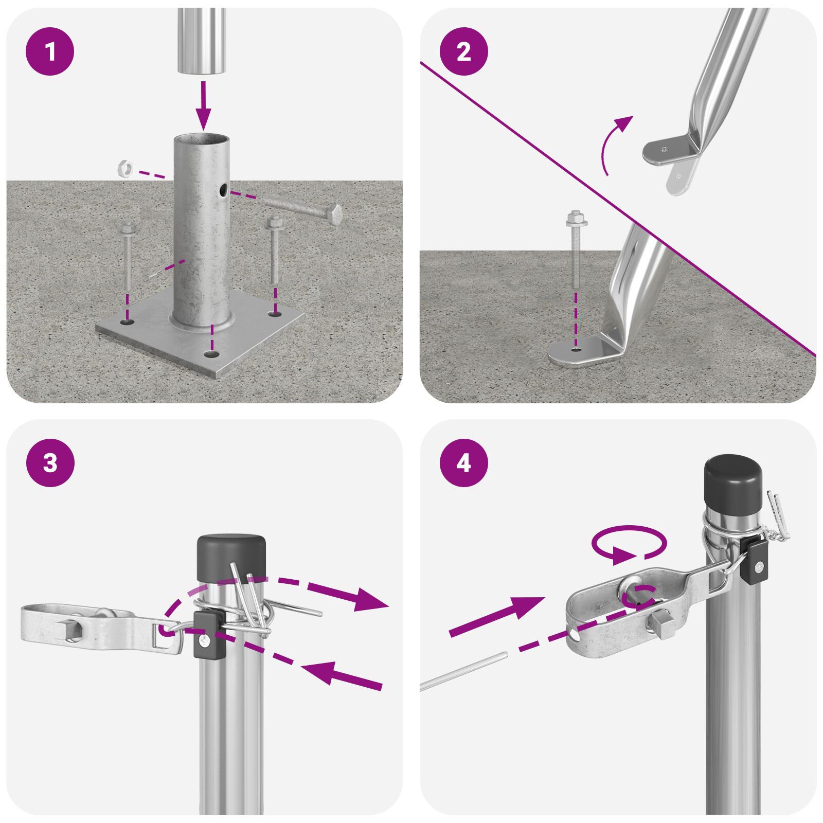 Kerítésoszlopok 52 db-os készlet horganyzott acél