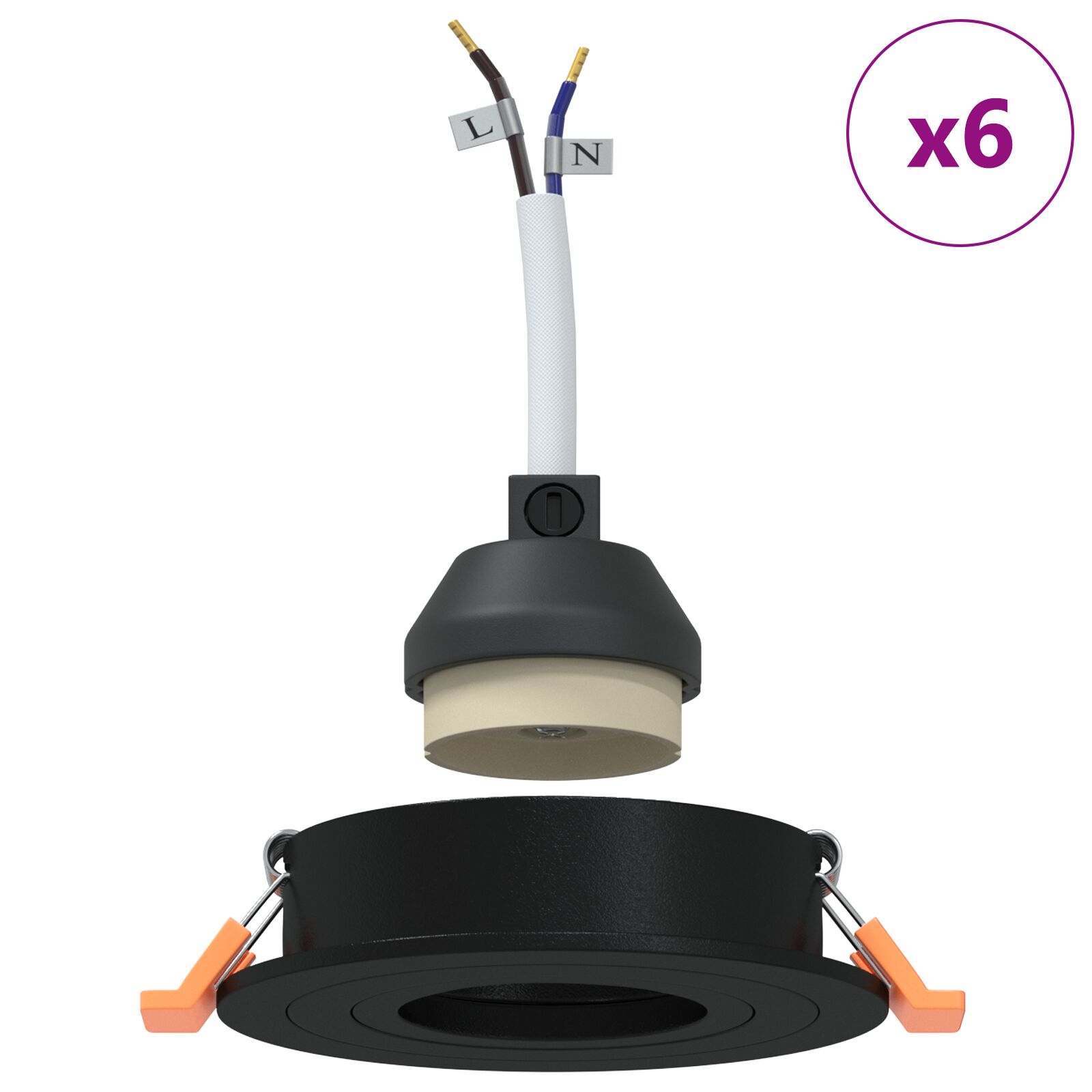 Belógó spotlámpák 6 db kerek gu10 fekete ø91 mm