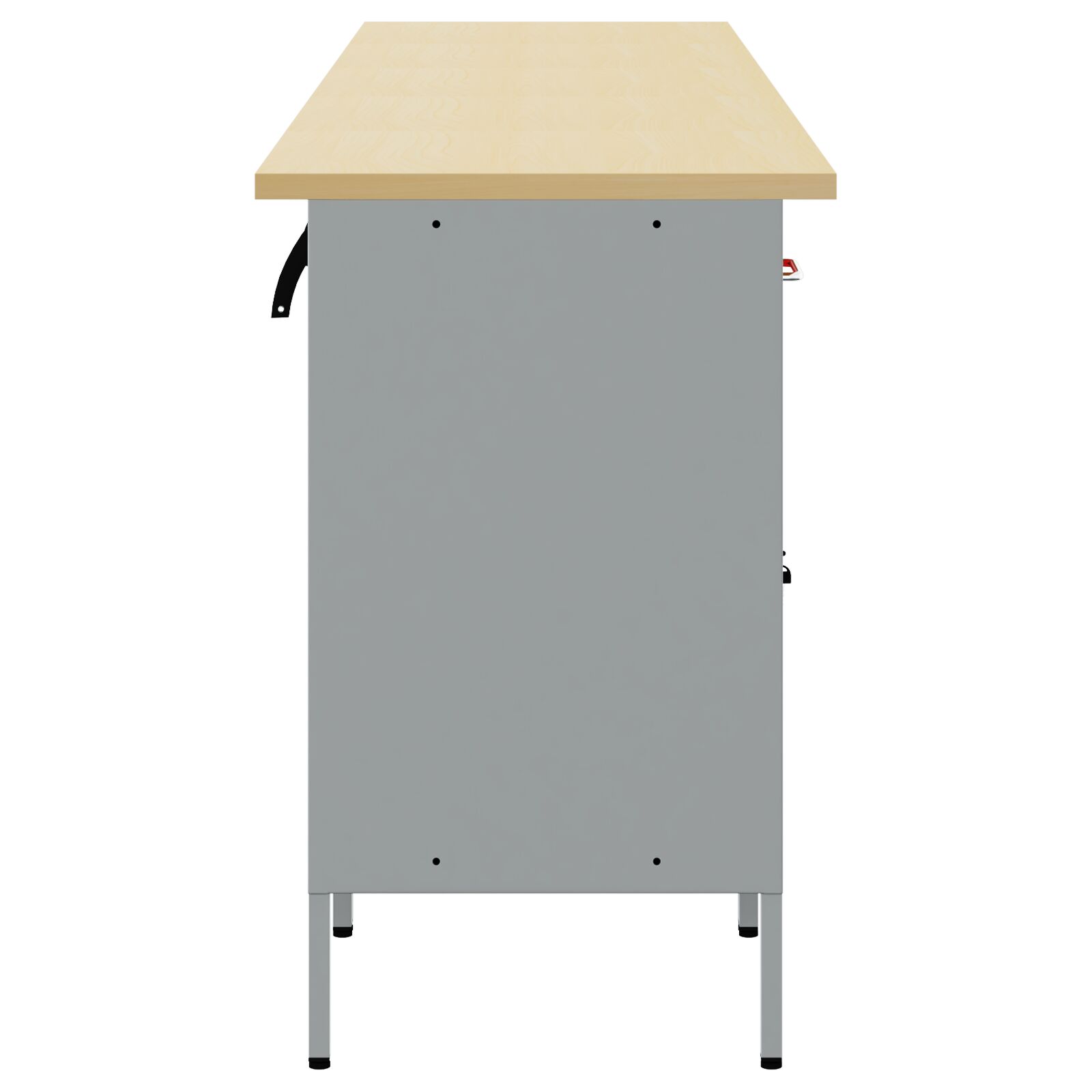 5 darabos munkaszekrény és sarokasztal szett, piros, mérnöki fa