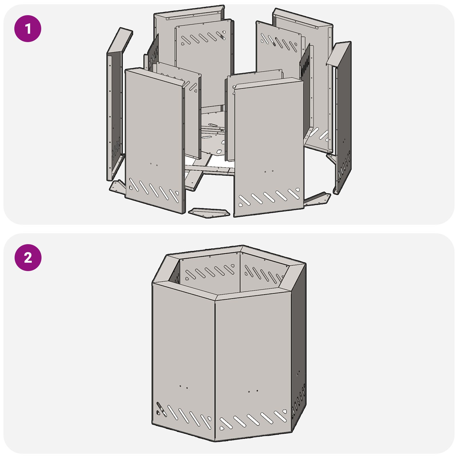 Füstmentes tűzhely hatszögletű 48x48x51 cm időjárásálló acél