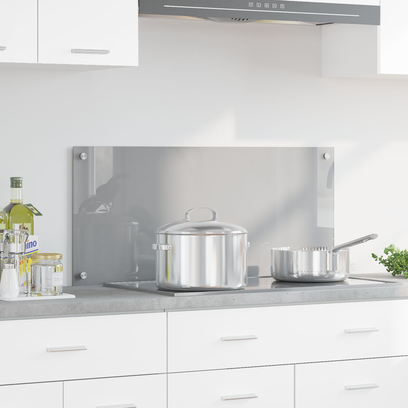 Konyhai hátfal világosszürke 90x40x0,6 cm edzett üveg