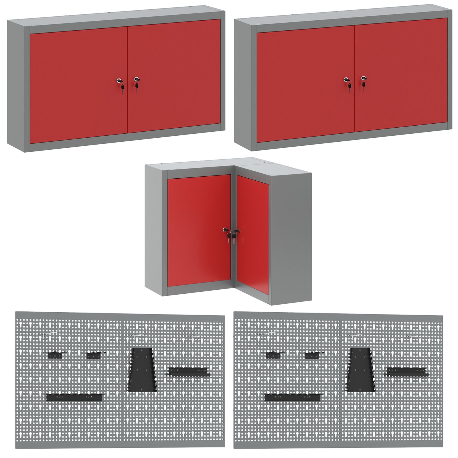12 darabos munkaasztal és fogas szett piros mdf-ből és fémből