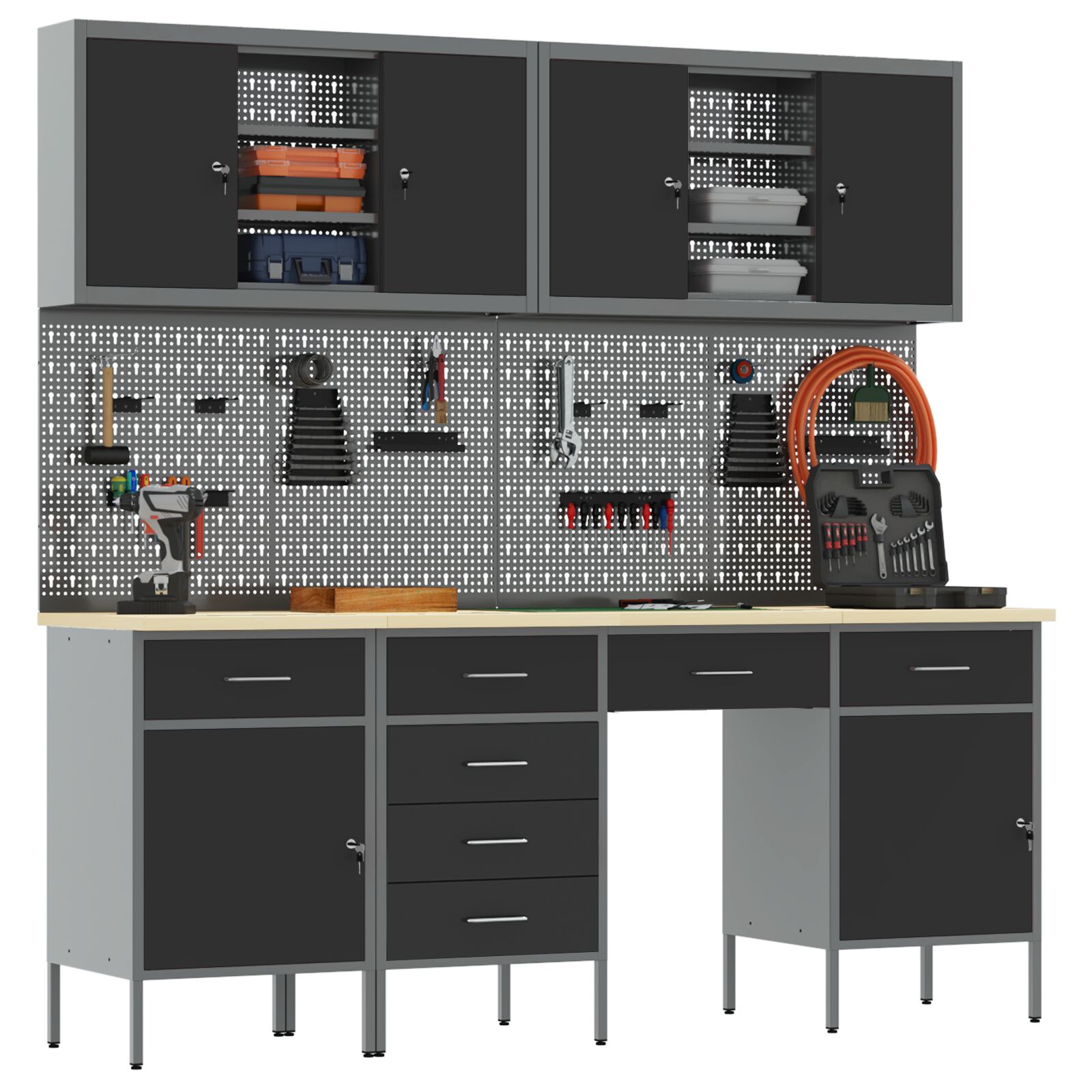 10 darabos munkapad készlet fekete acél