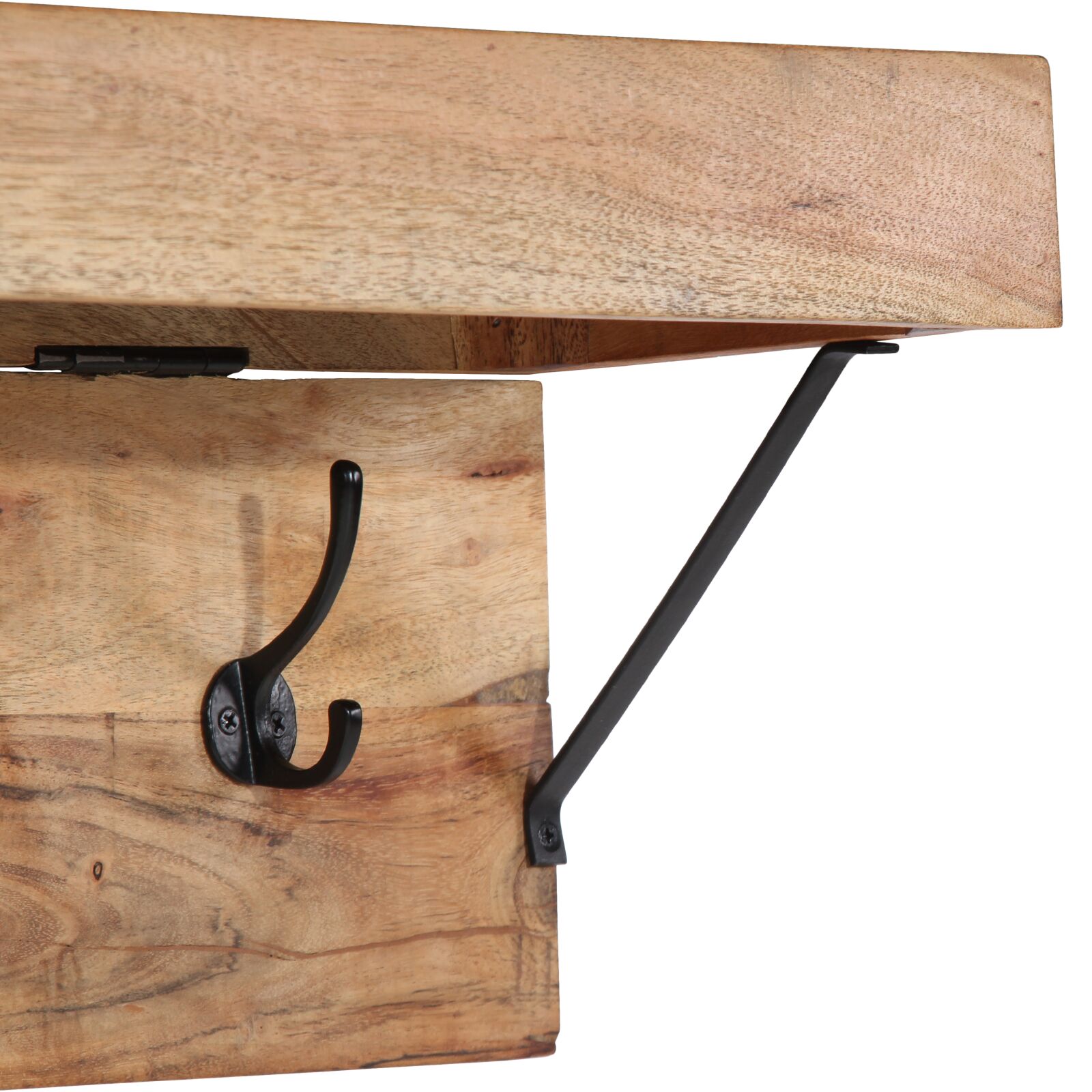 Fali fogas polccal tömör akácfából és fémből