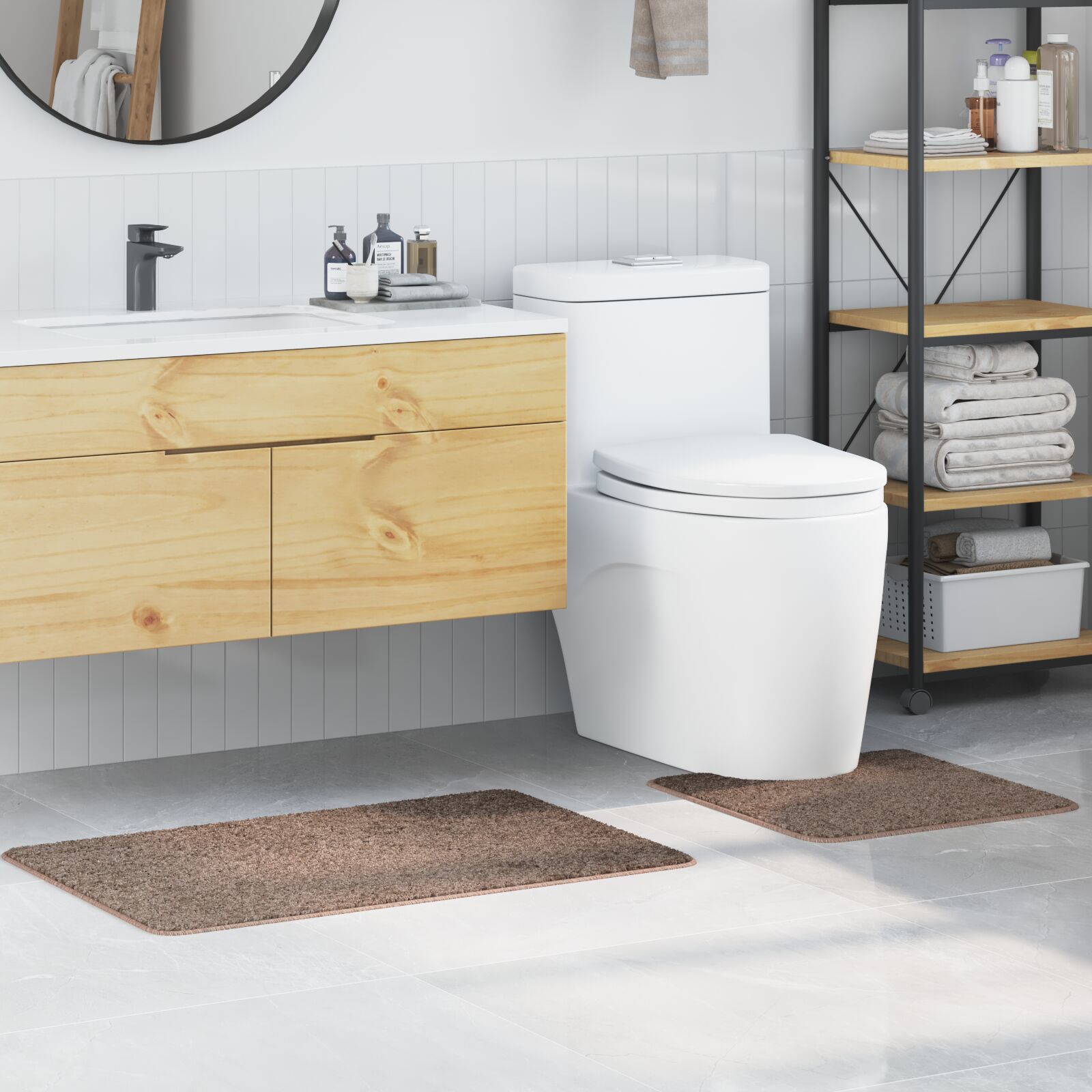 2 darabos fürdőszőnyeg szett barna polipropilén csúszásmentes