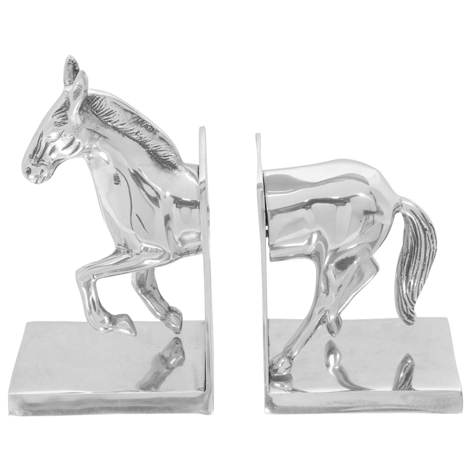 Könyvtámaszok 2 db ezüst 11x14x25 cm alumínium ló Könyvtámaszok 2 db ezüst 11x14x25 cm alumínium ló