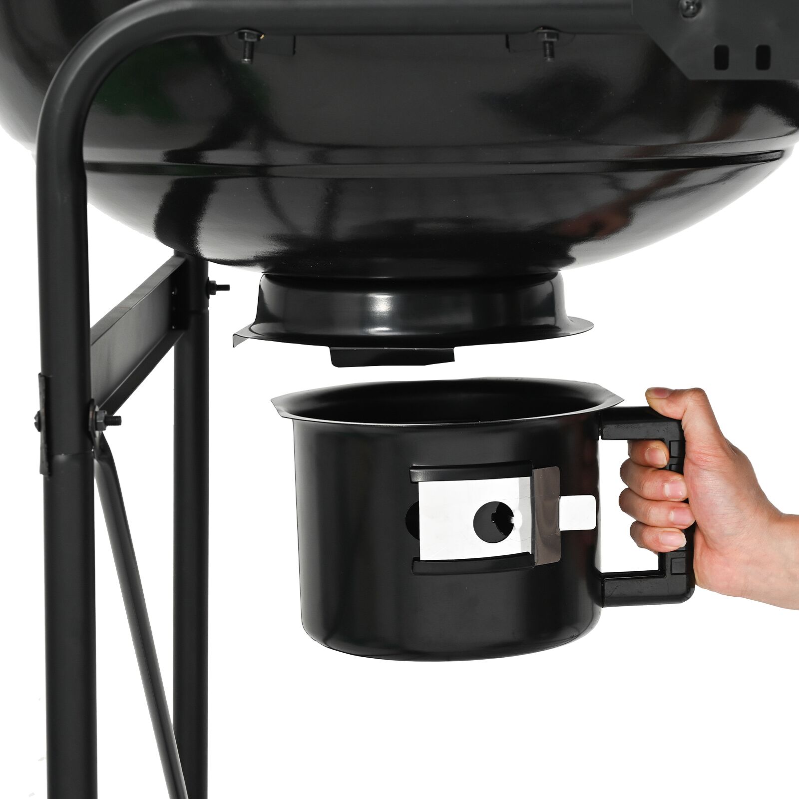 Fekete faszenes grill fiókkal és tetővel 96x72x113 cm