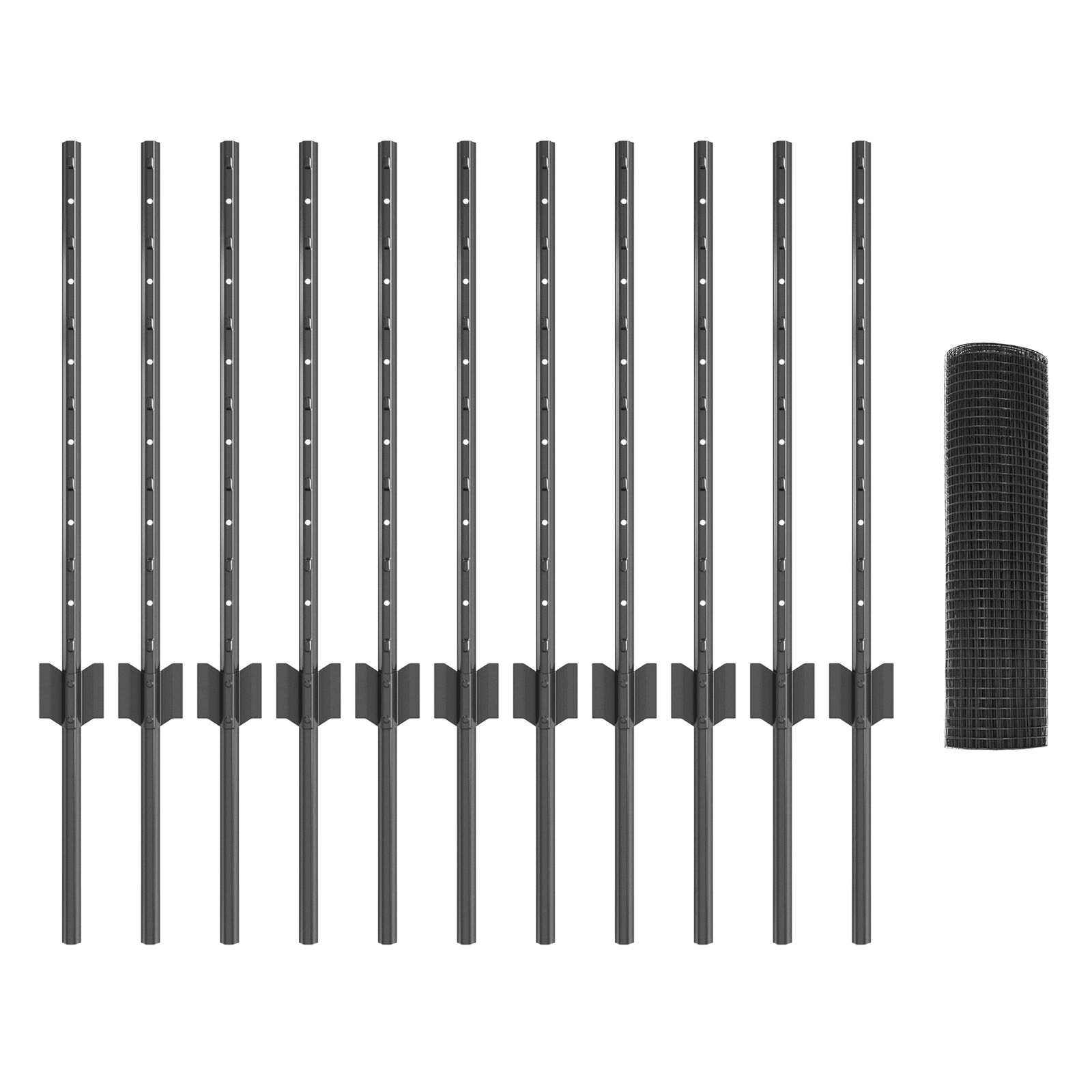 Csirkeháló kerítés szett 2 db szürke fém, műanyag 25 x 0.5 m