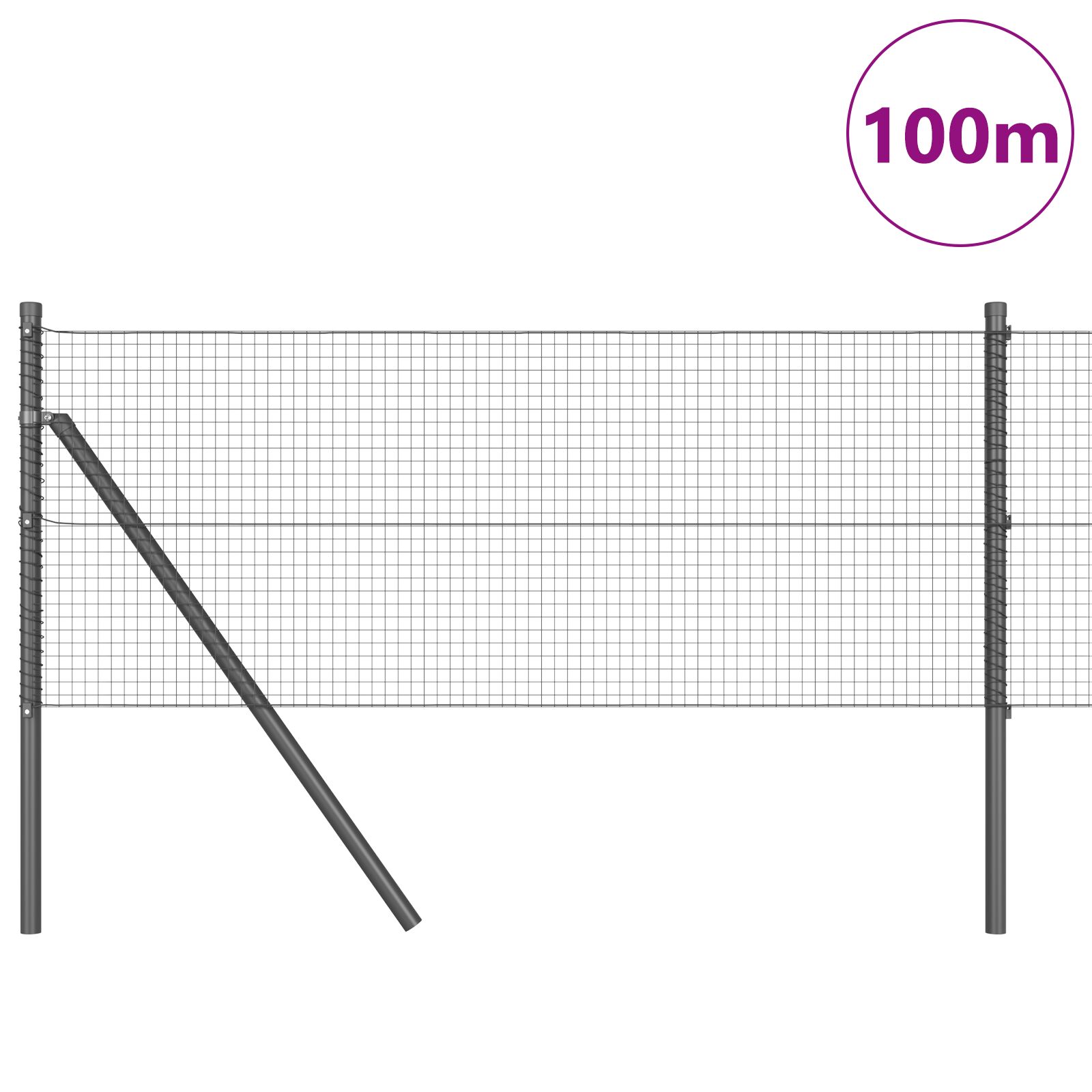 Hegesztett drótháló kerítés 13 oszloppal, szürke, 0.4x100 m, acél