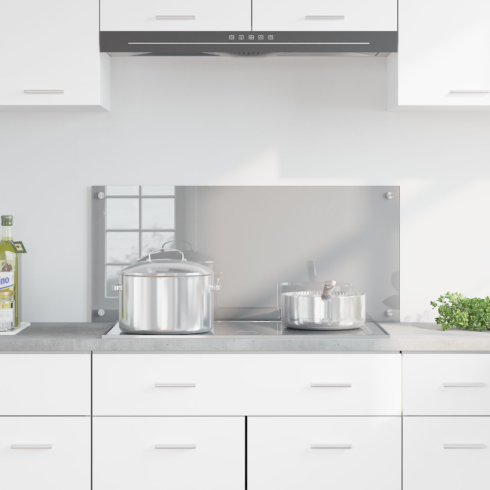 Konyhai hátfal világosszürke 90x40x0,6 cm edzett üveg