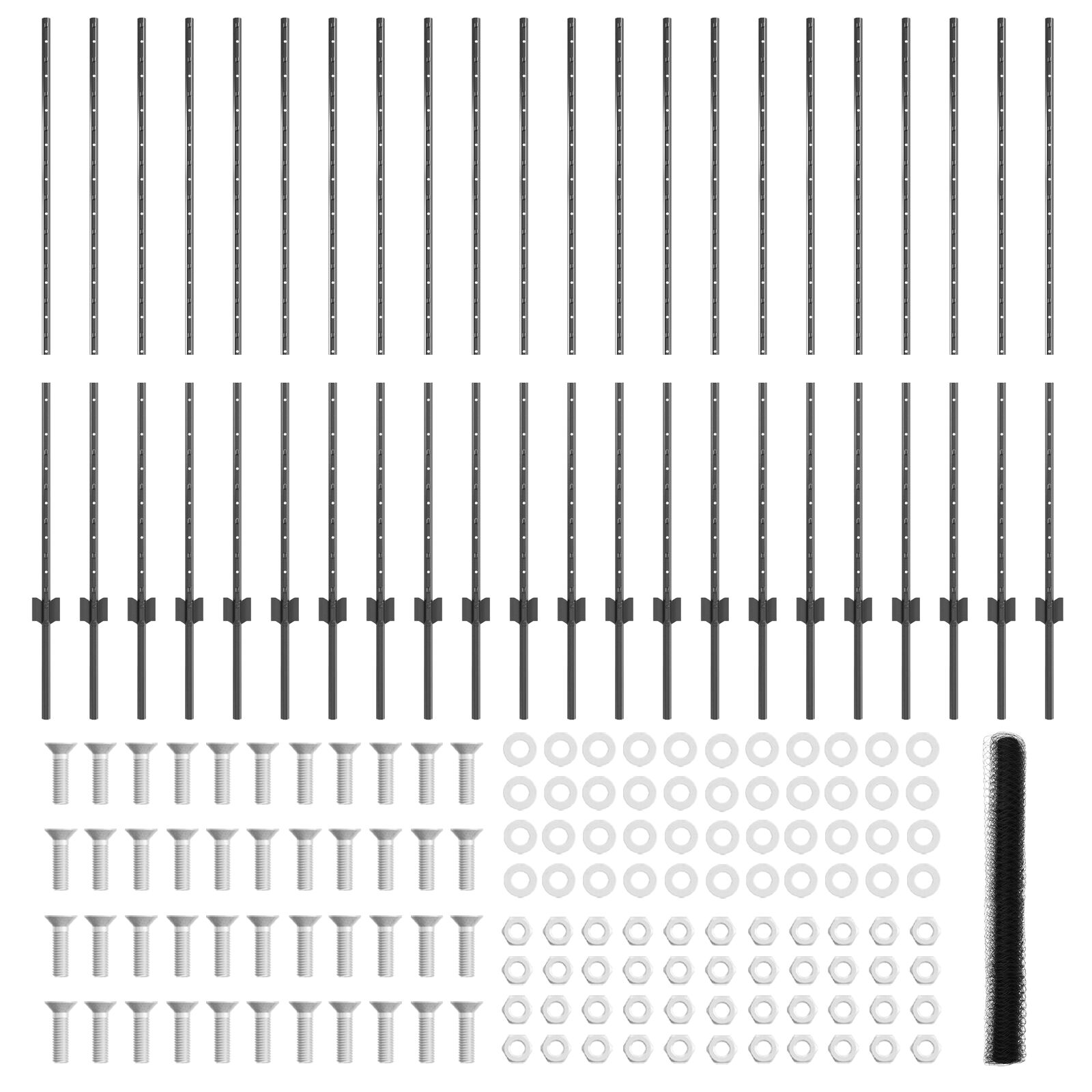 22 db u-csatornás kerítésoszlop szürke 140 cm acél, hatszögletű kerítés szürke 1.4x50 m acél