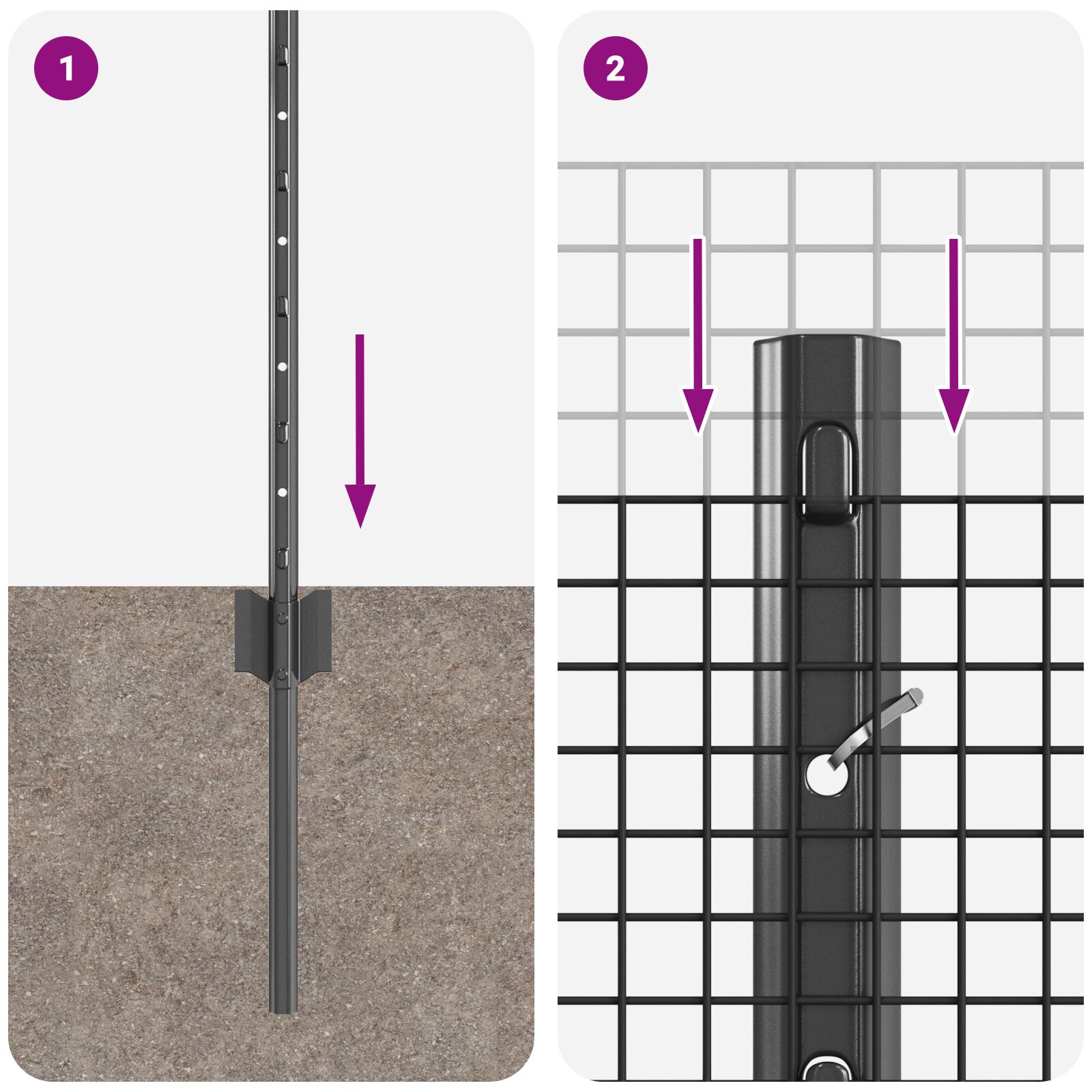 Csirkeháló kerítés szett 2 db szürke fém, műanyag 25 x 0.5 m
