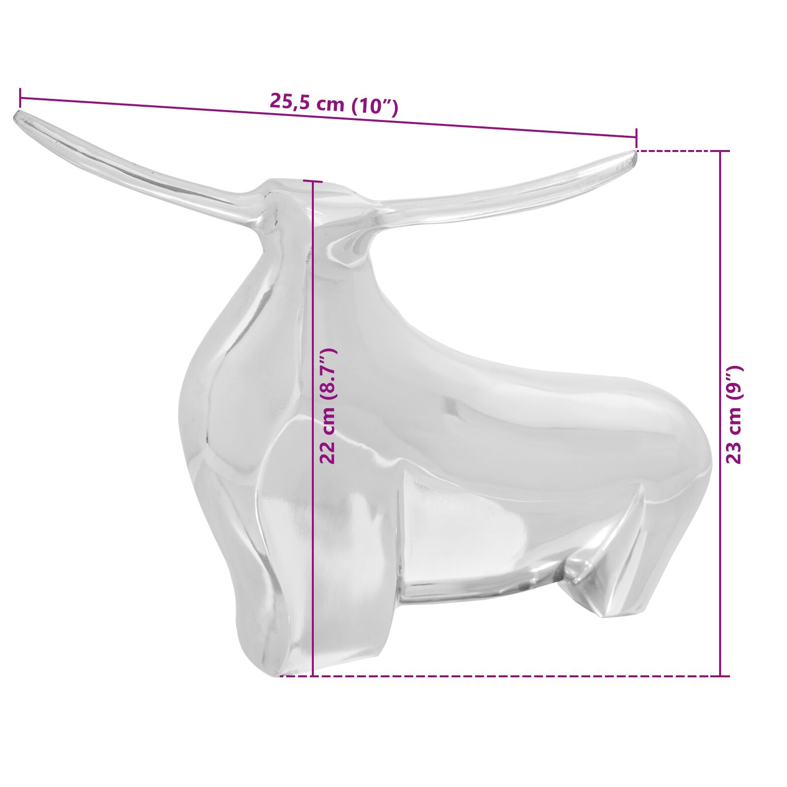 Bika szobor ezüst 37x44x17 cm alumínium