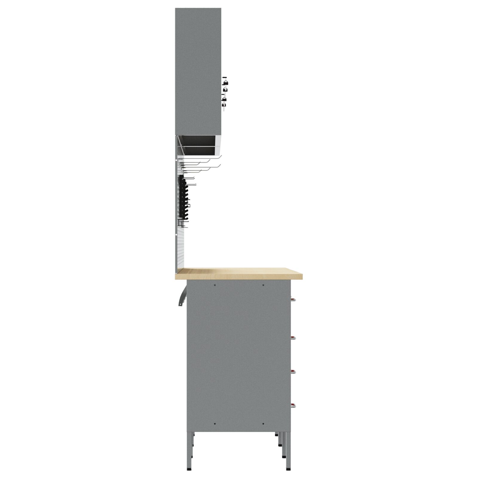 10 részes munkakabin és pegboard készlet - piros mdf és fém