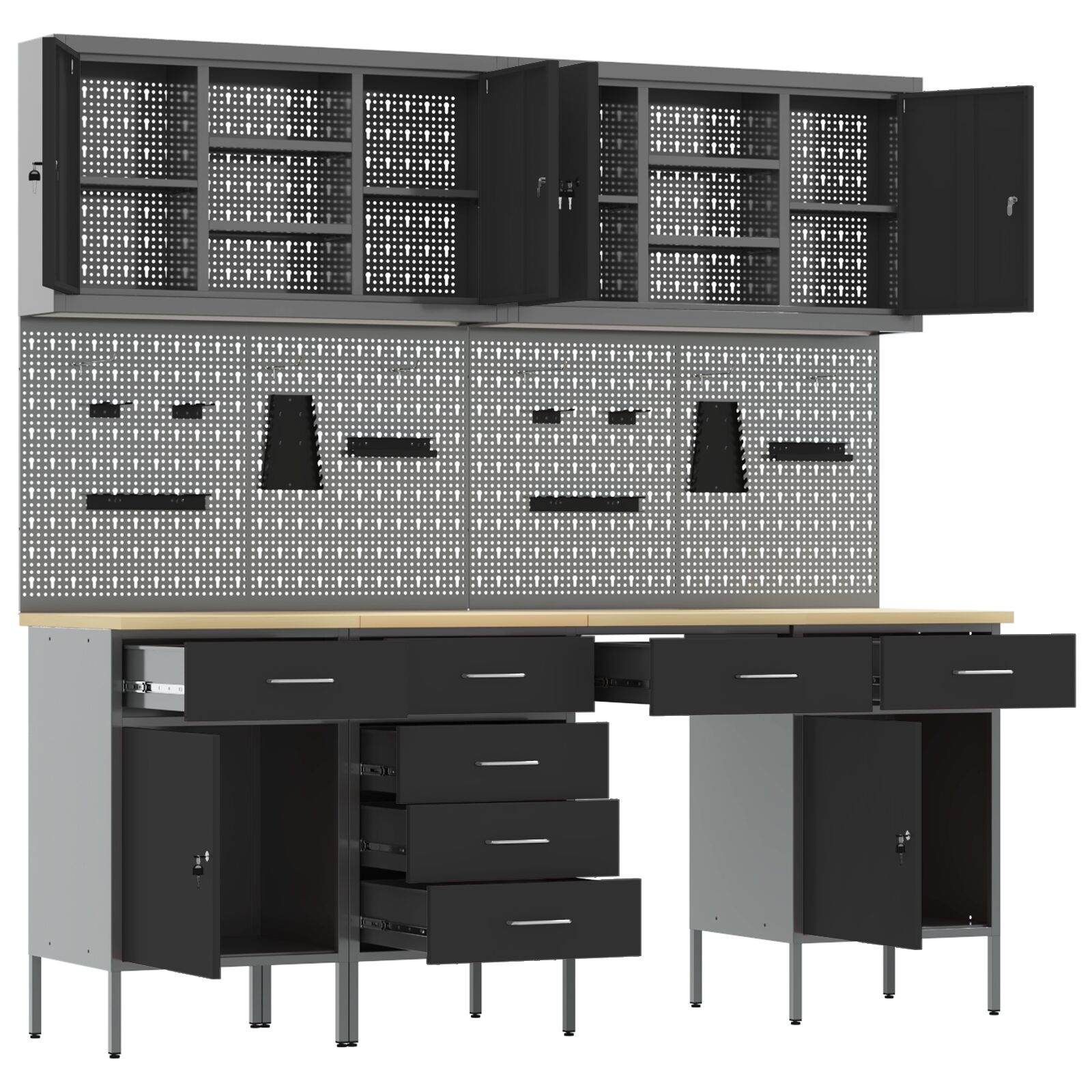 10 darabos munkapad készlet fekete acél