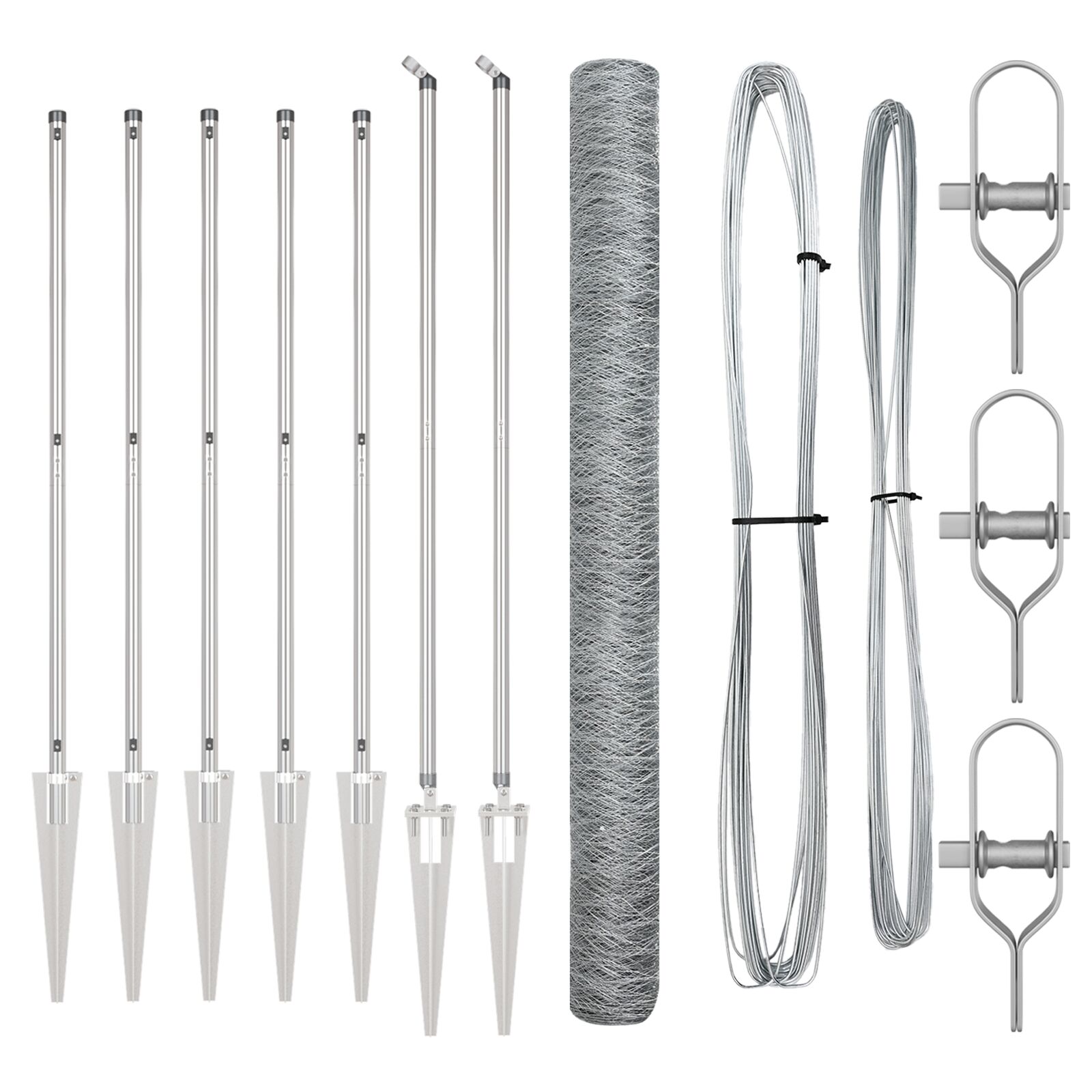 Hatszögletű kerítés 1,6x10 m galvanizált acél, kerítésoszlopok tűzőcsavarral 7 db ø32 mm 180 cm galvanizált acél