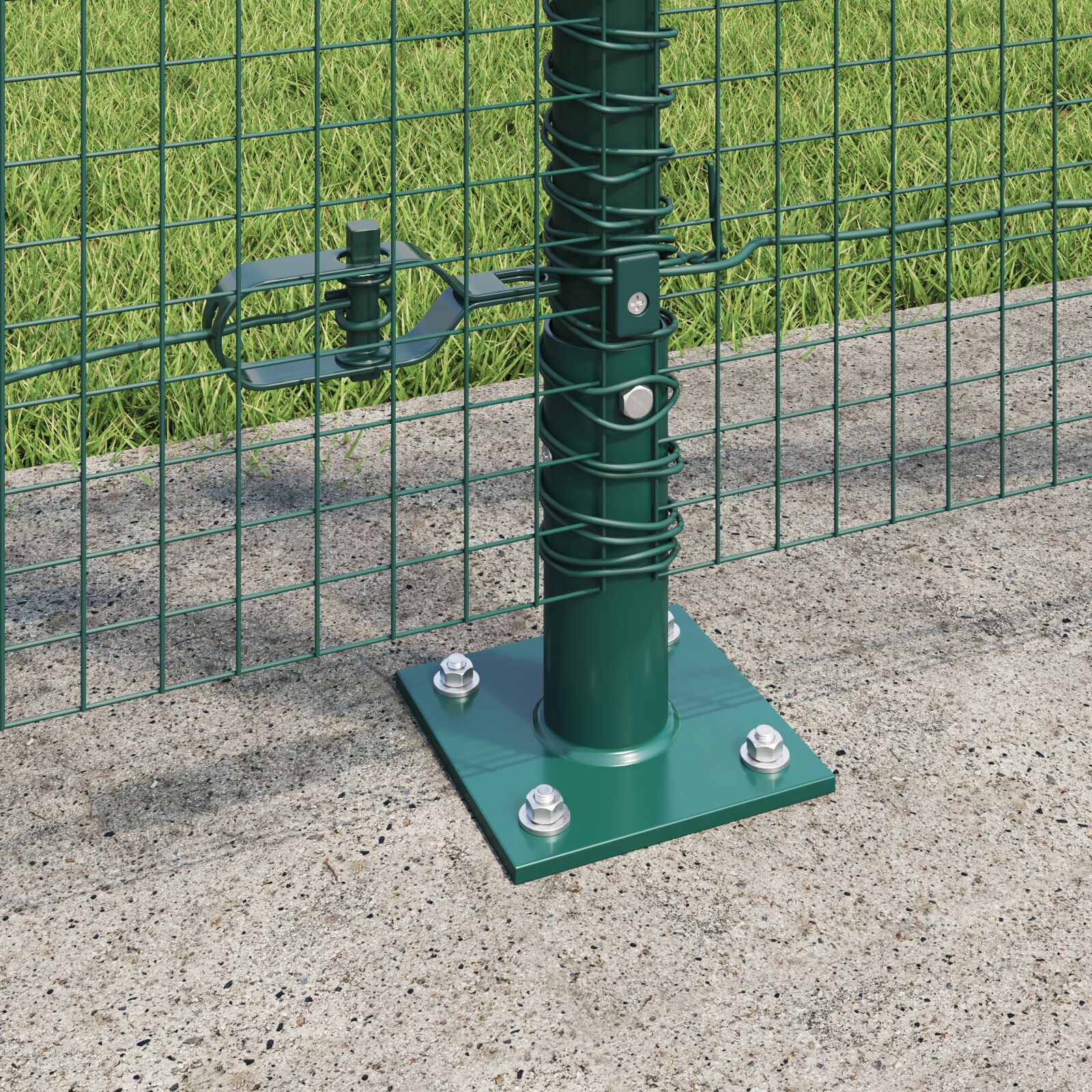 Hegesztett drótkerítés 13 flangált poszttal zöld 1,2x50 m acél Hegesztett drótkerítés 13 flangált poszttal zöld 1,2x50 m acél