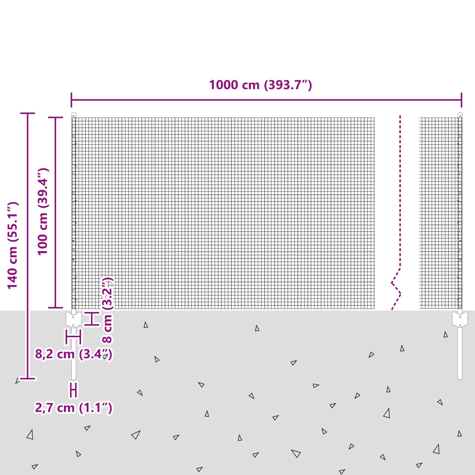Csirkeháló kerítés szett 2 db szürke porszórt acél 25 x 1 m