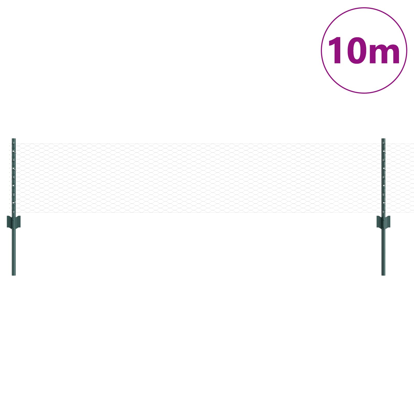 Hatszögletű kert kerítés szett 2 db zöld fémháló és acél oszlopok Hatszögletű kert kerítés szett 2 db zöld fémháló és acél oszlopok