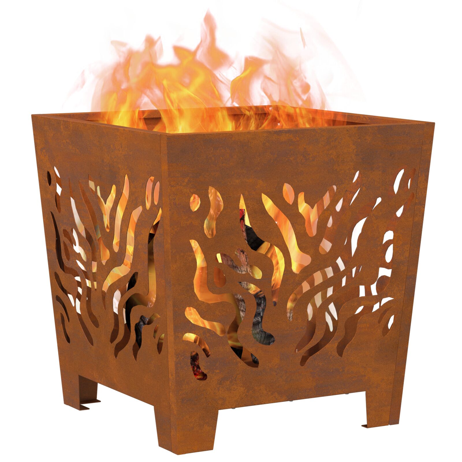 Tűzrakó hely négyzetes 40x40x40 cm időjárásálló acél