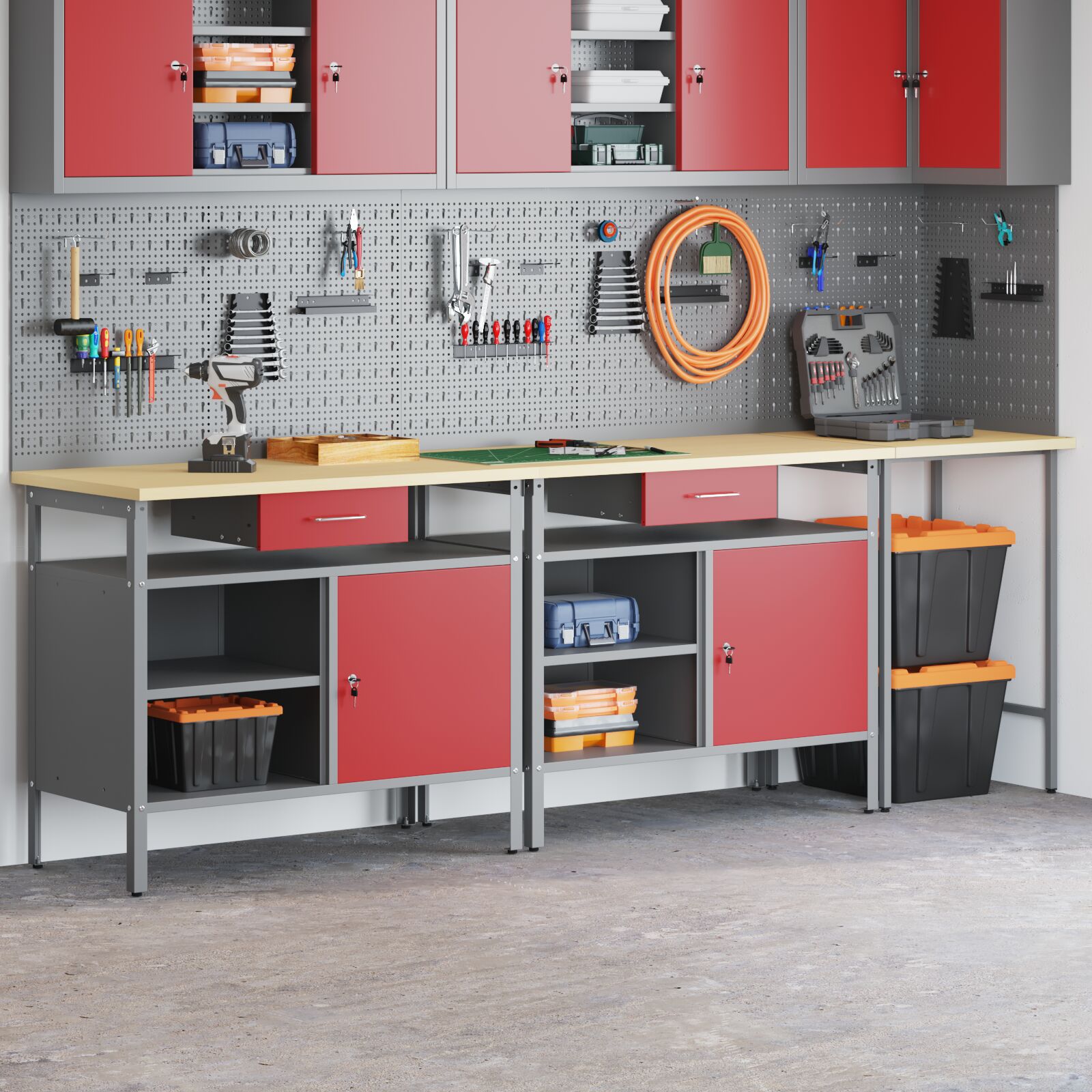 3 darabos munkapad szett, fekete acélból