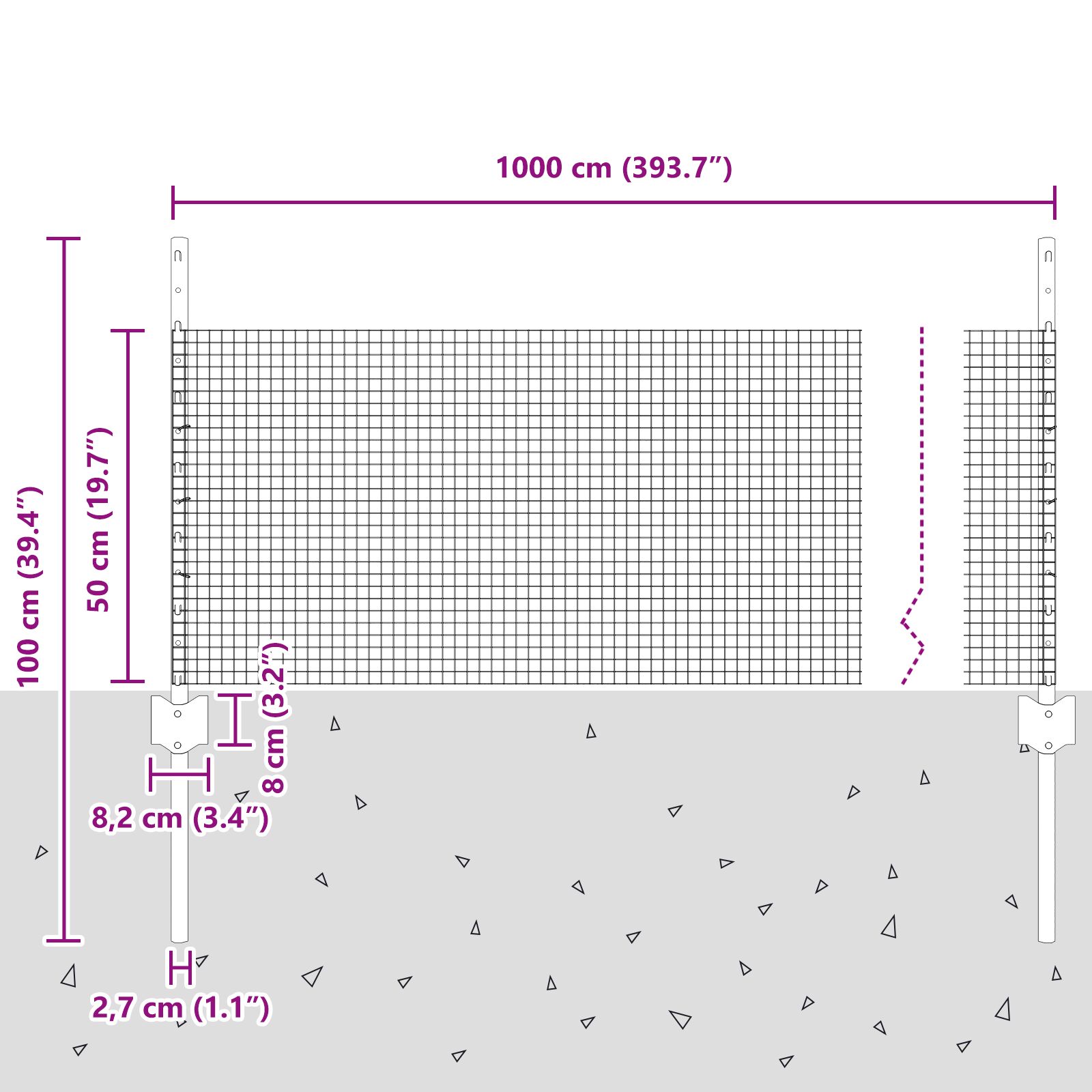 Tyúk kerítés készlet 2 db-os készlet zöld fém 10 x 0.5 m kerítés