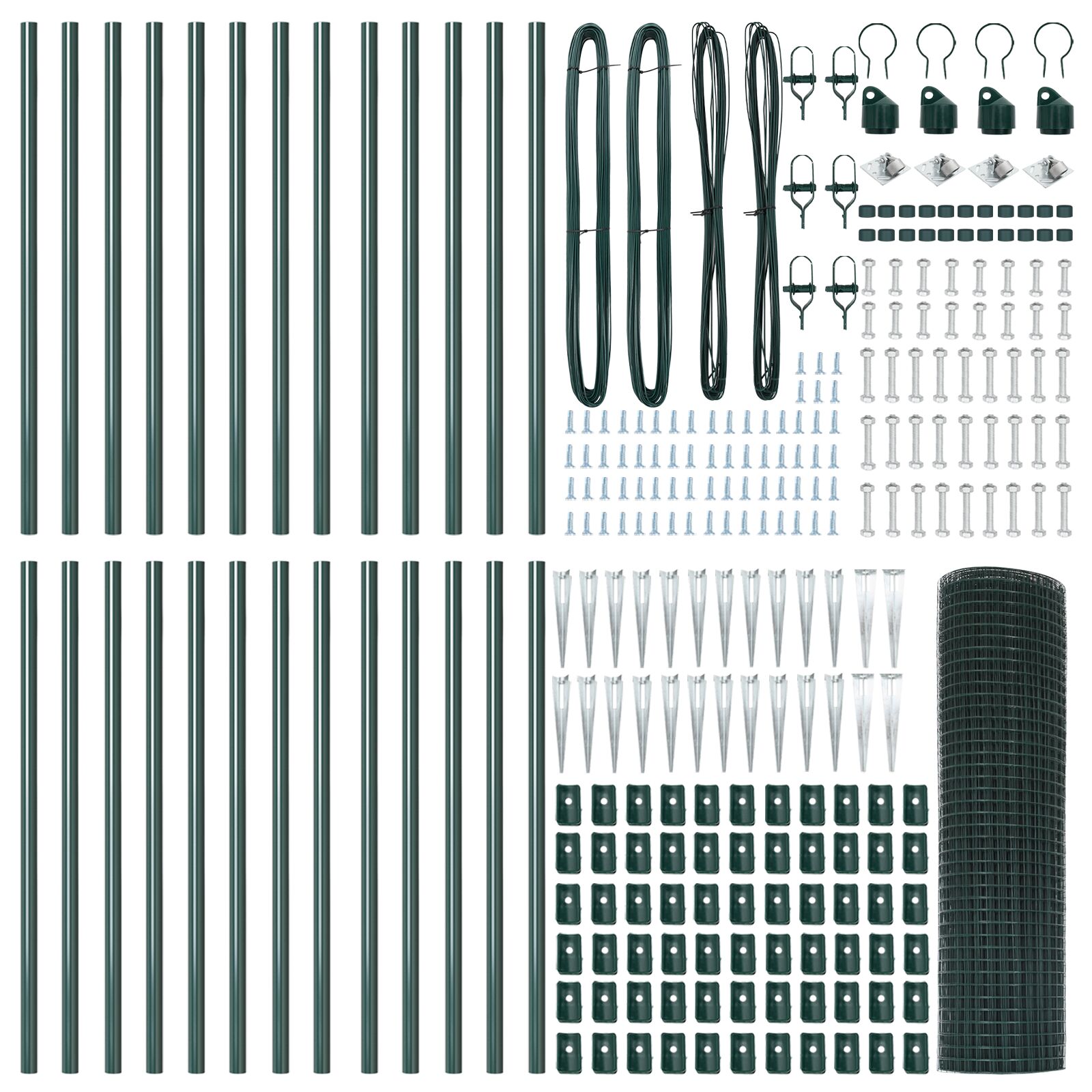 Hegesztett drót kerítés 13 rögzítő cövekkel zöld 0.6x50 m acél