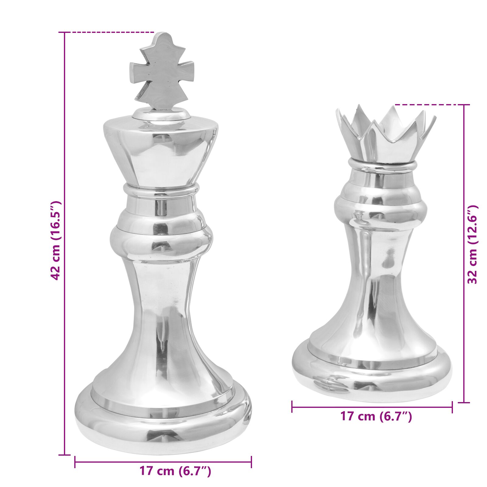 Sakk szobrok 2 db ezüst alumínium