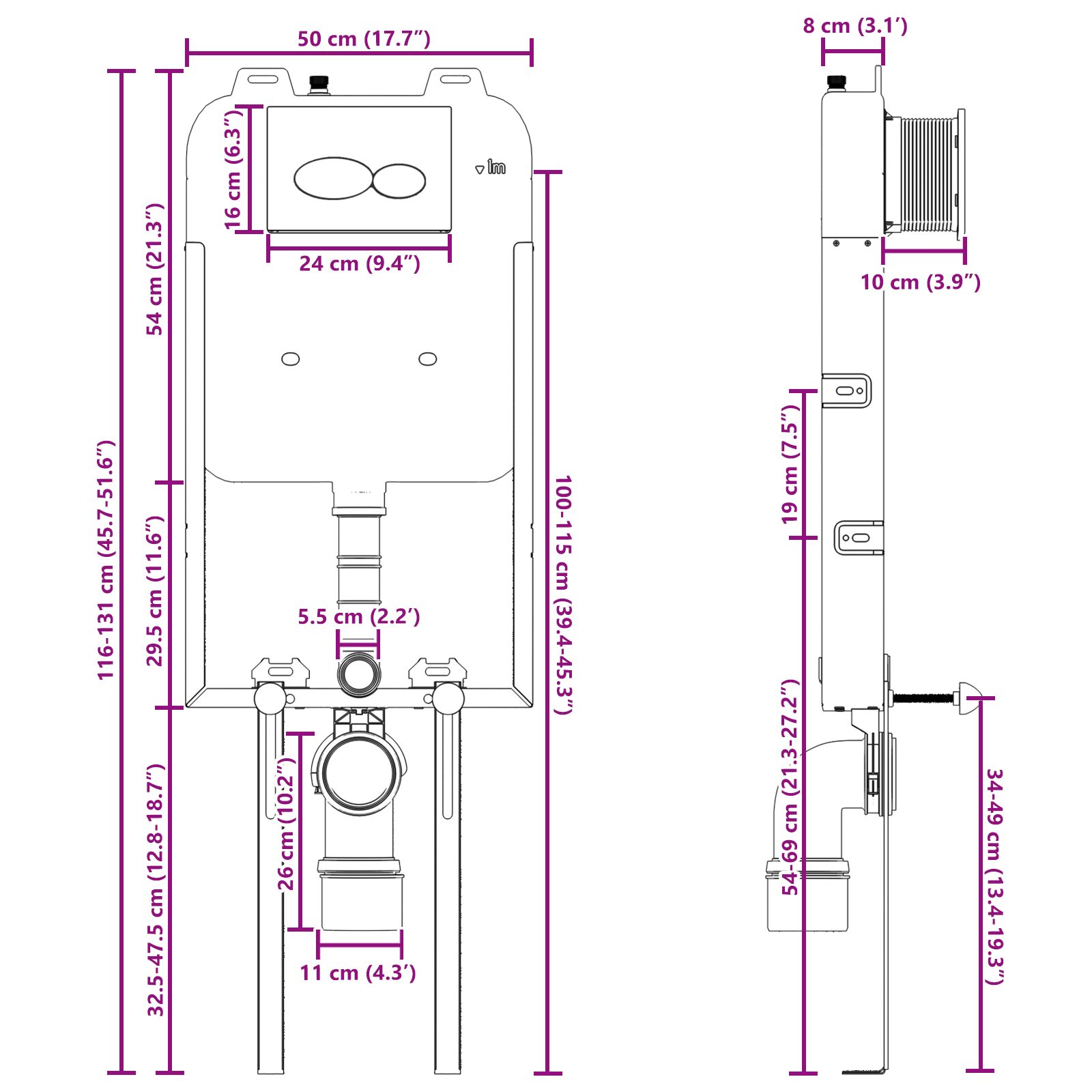 Fürdőszoba kiegészítő rögzítők fehér műanyag 50 x 8 x 131 cm