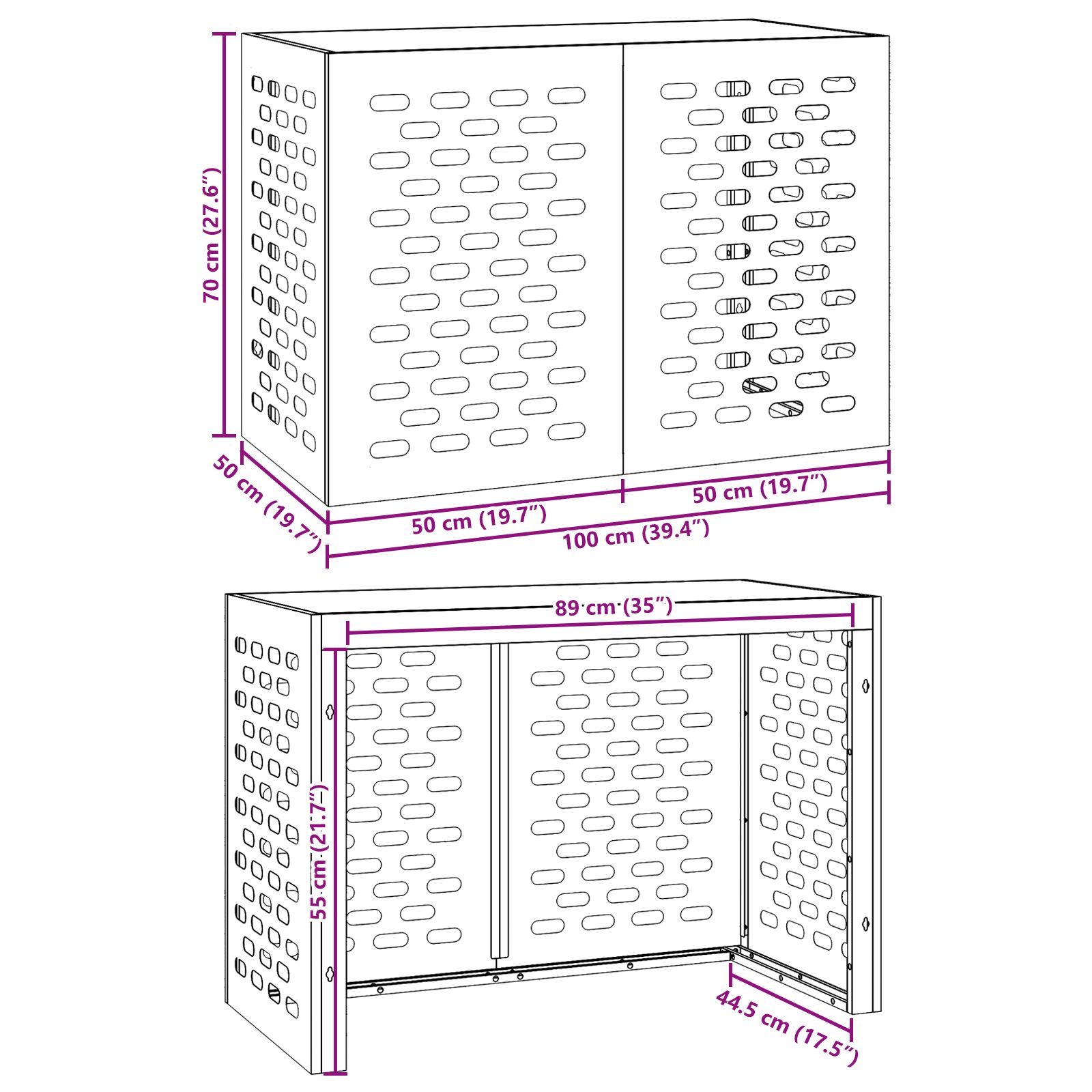 Klíma takács fehér 100x50x70 cm acél