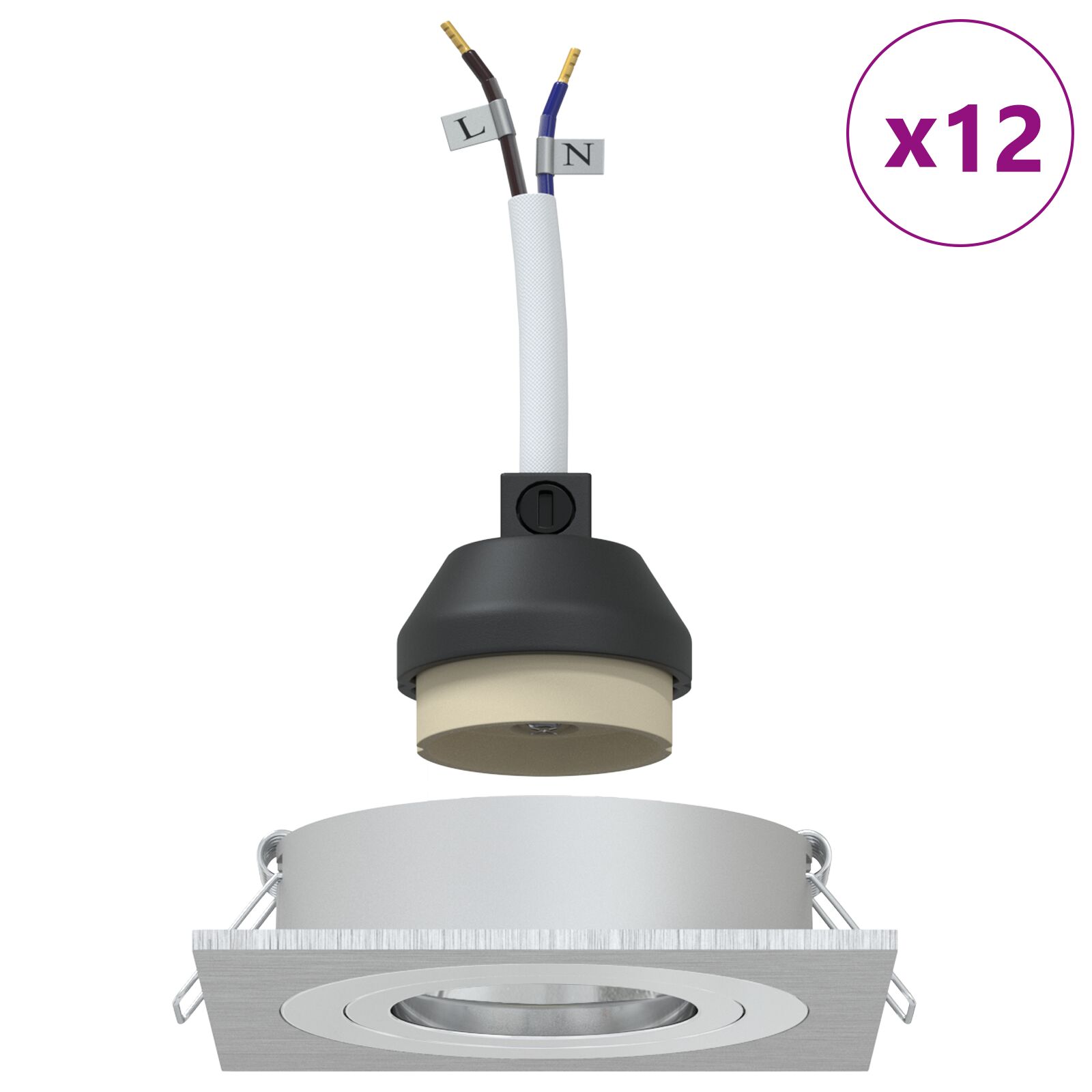 Beépített spotlámpák 12 db négyzet gu10 ezüst 91x91 mm
