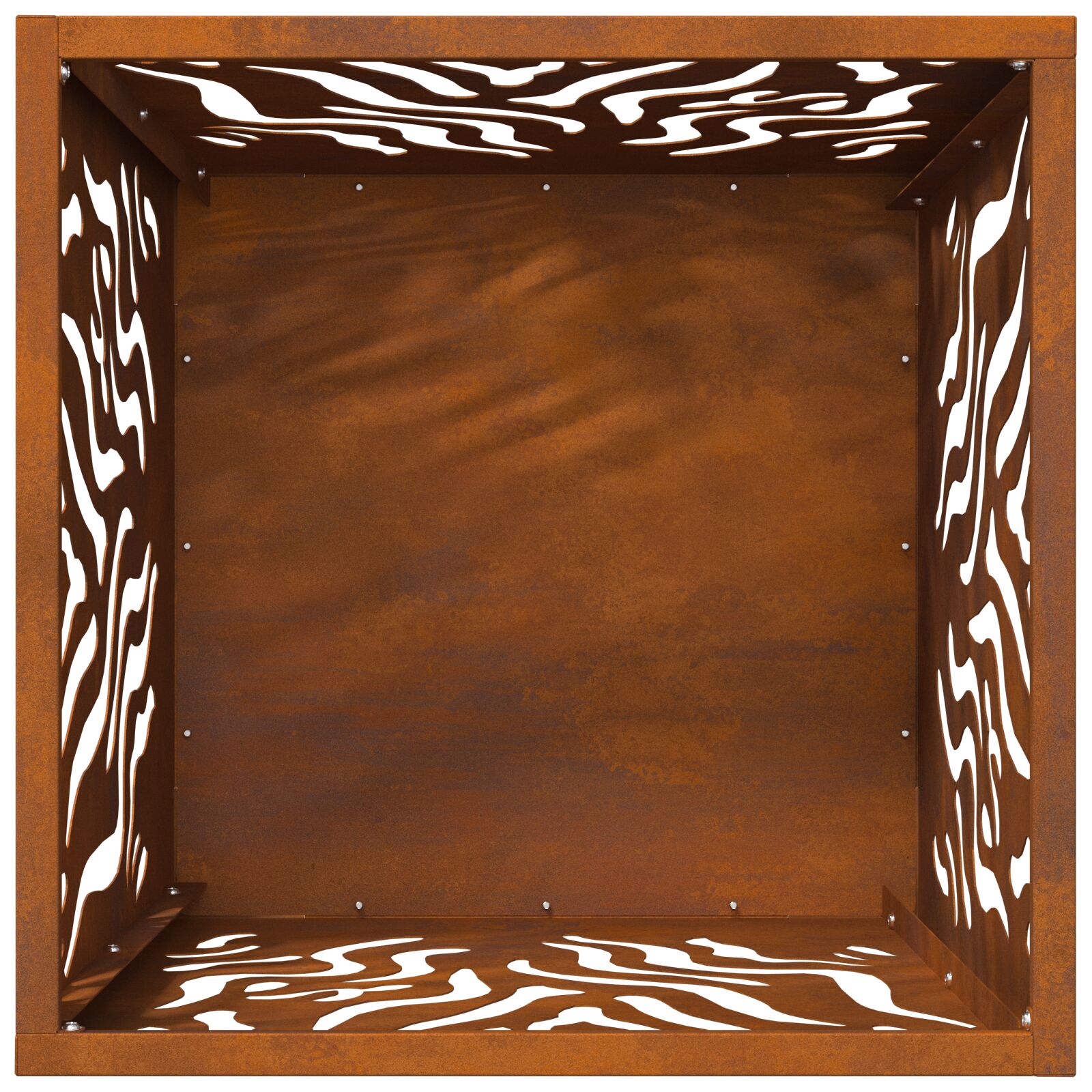 Tűzrakó hely négyzetes 40x40x40 cm időjárásálló acél