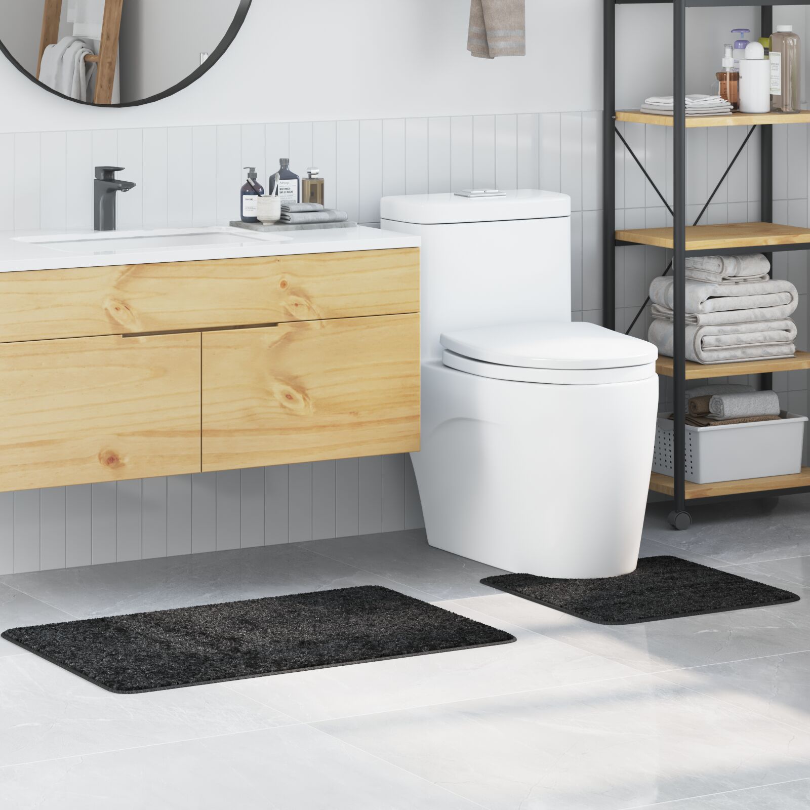 2 darabos fürdőszőnyeg készlet sötétszürke polipropilén csúszásmentes