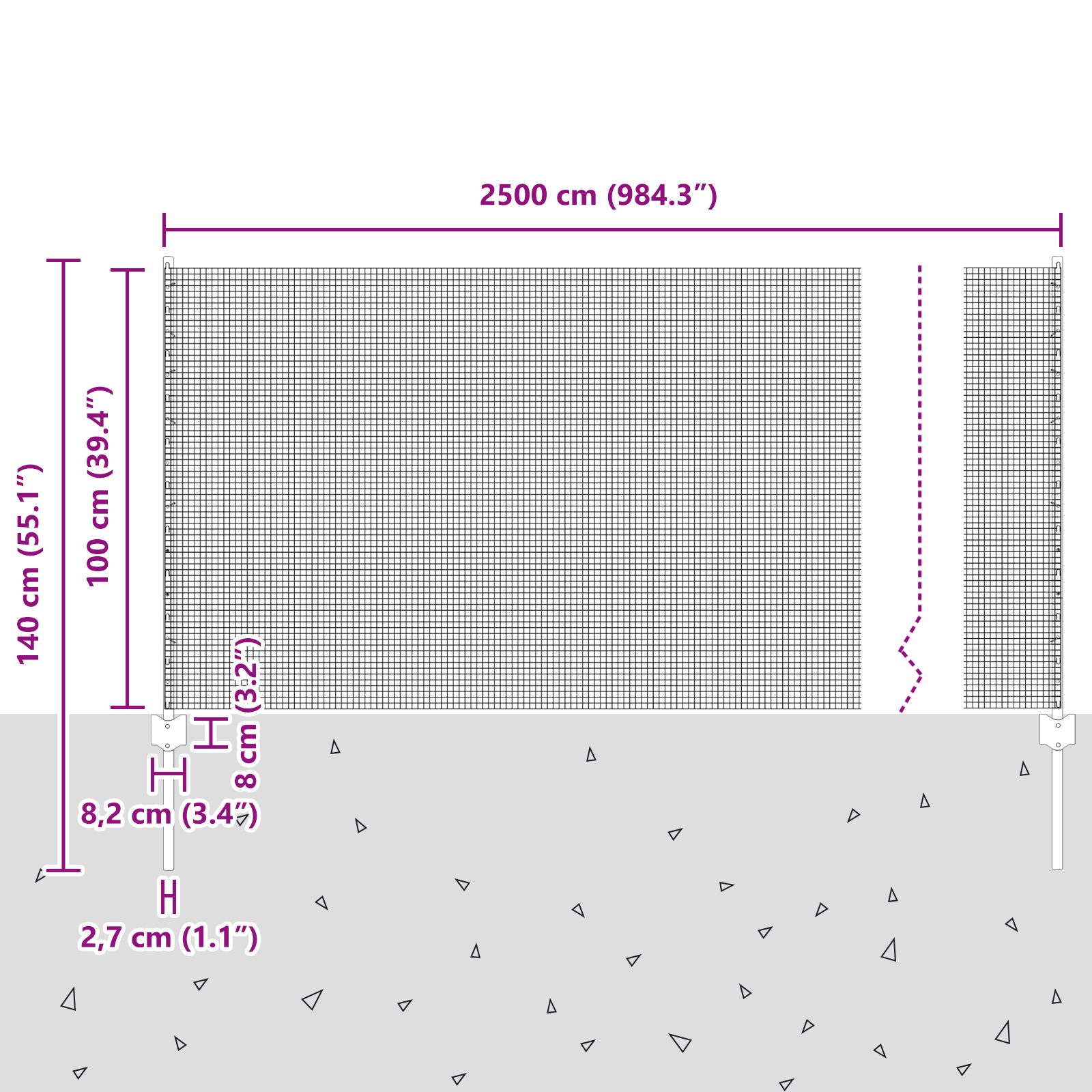 Csirkeháló kerítés készlet 2 darab szürke fém, pvc bevonatú drót
