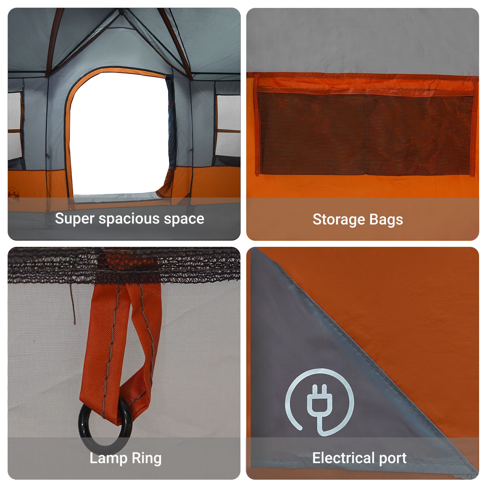 Kemping sátor ablakkal szürke és narancs 12 fős vízálló