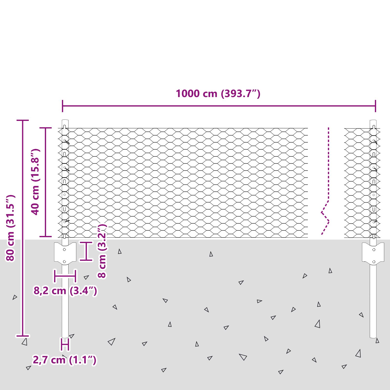 Hatszögletű kert kerítés szett 2 db zöld fémháló és acél oszlopok Hatszögletű kert kerítés szett 2 db zöld fémháló és acél oszlopok