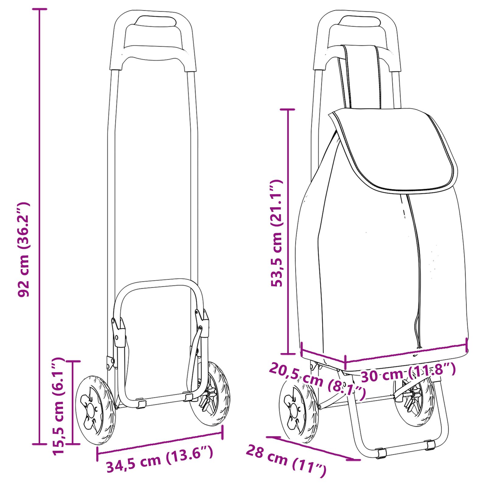 Bevásárlókocsi kerekekkel piros 35 l