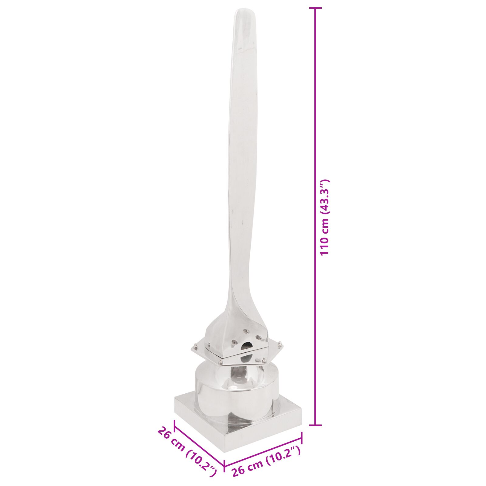 Szobor ezüst 26x26x110 cm alumínium fél hajópropeller