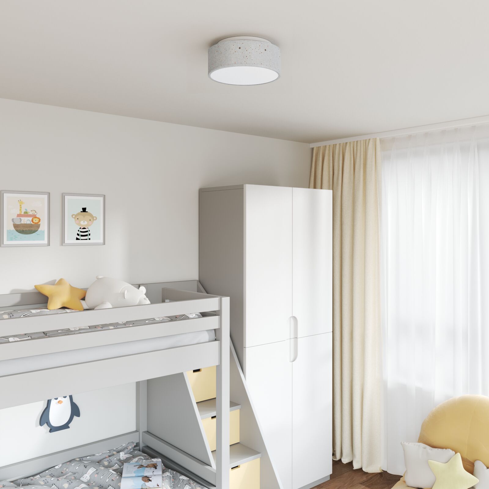 Mennyezeti lámpák csillagos lámpaernyővel szürke ø 30 cm szövet e27