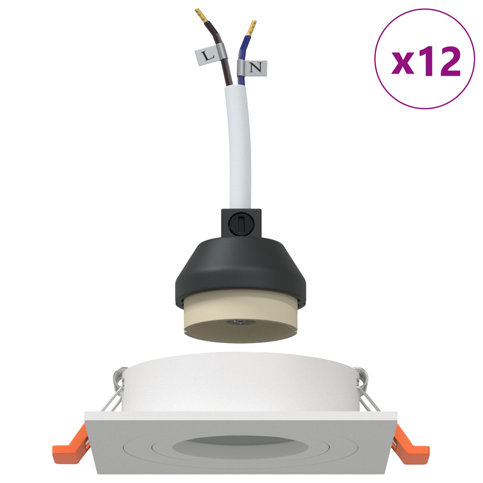 Beépített reflektorok 12 db négyzet gu10 fehér 91x91 mm