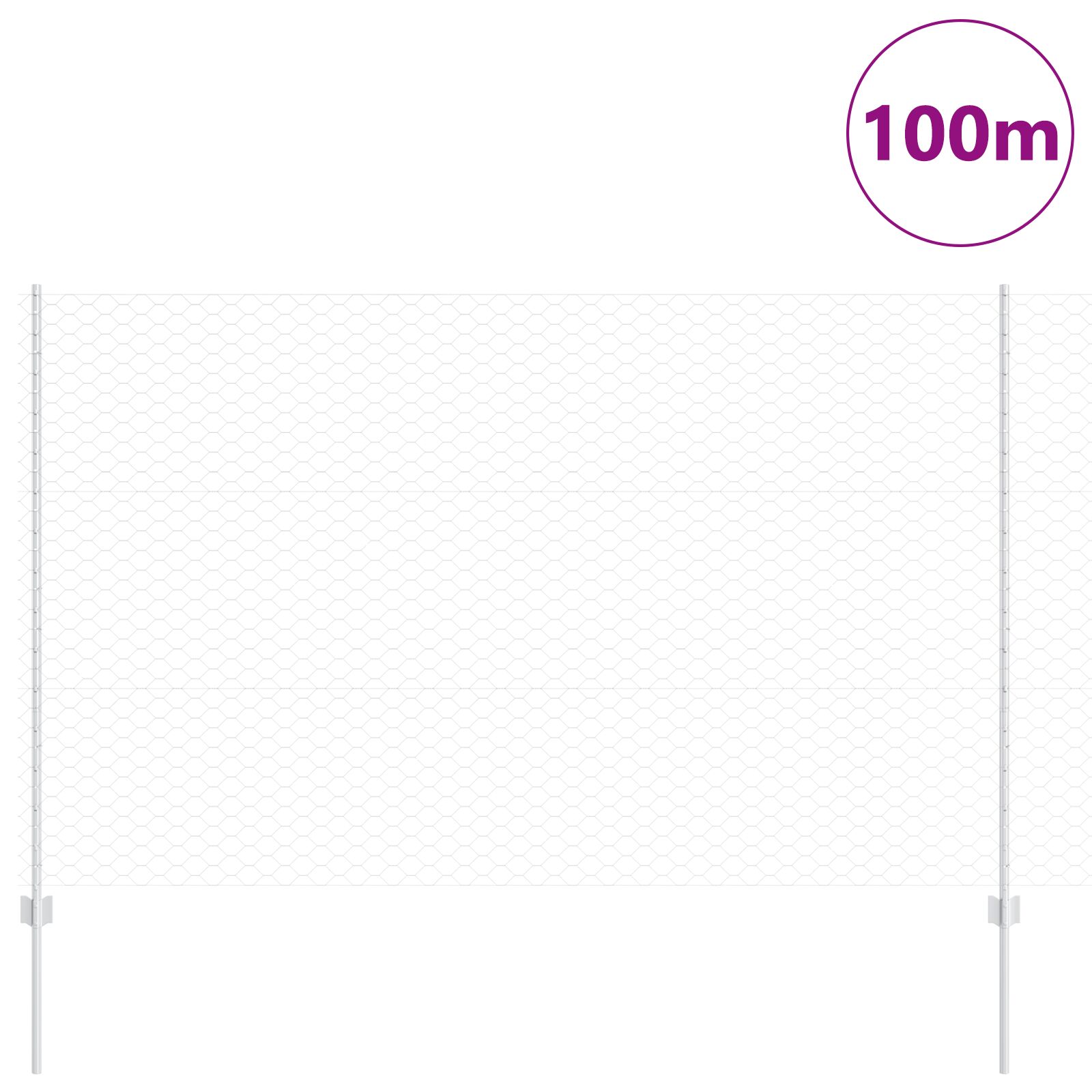 Kerítésoszlopok 22 db u-alakú 150 cm horganyzott acél, hatszögletű kerítés 1,5x100 m horganyzott acél Kerítésoszlopok 22 db u-alakú 150 cm horganyzott acél, hatszögletű kerítés 1,5x100 m horganyzott acél