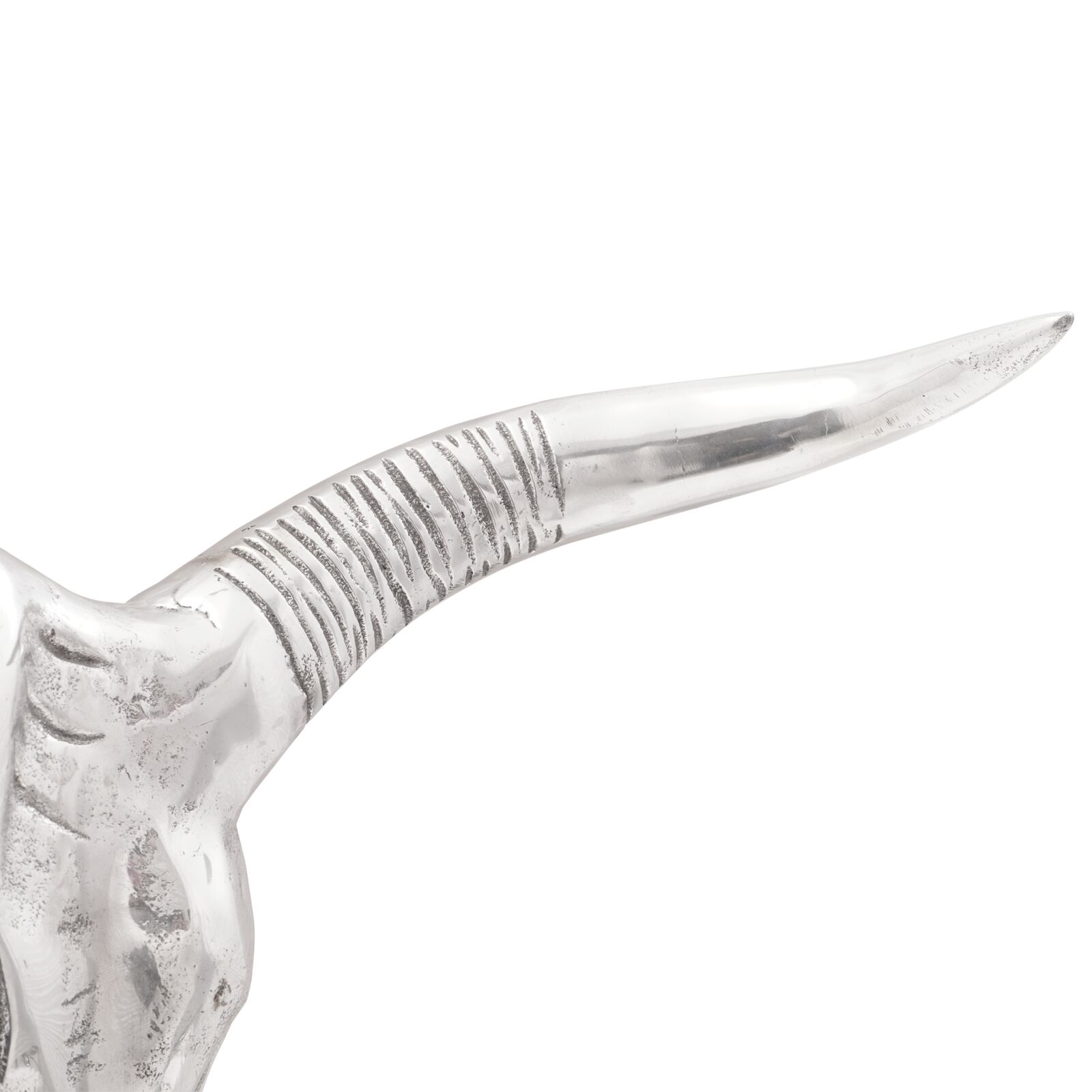 Fali készített bika koponya ezüst 49x10x36 cm alumínium